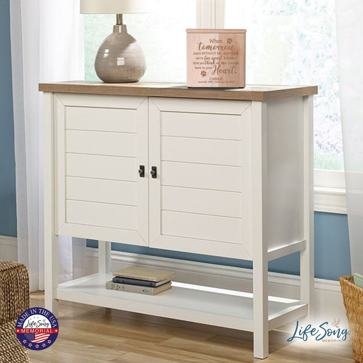 Custom Engraved Funeral Wooden Pet Urns for Dog