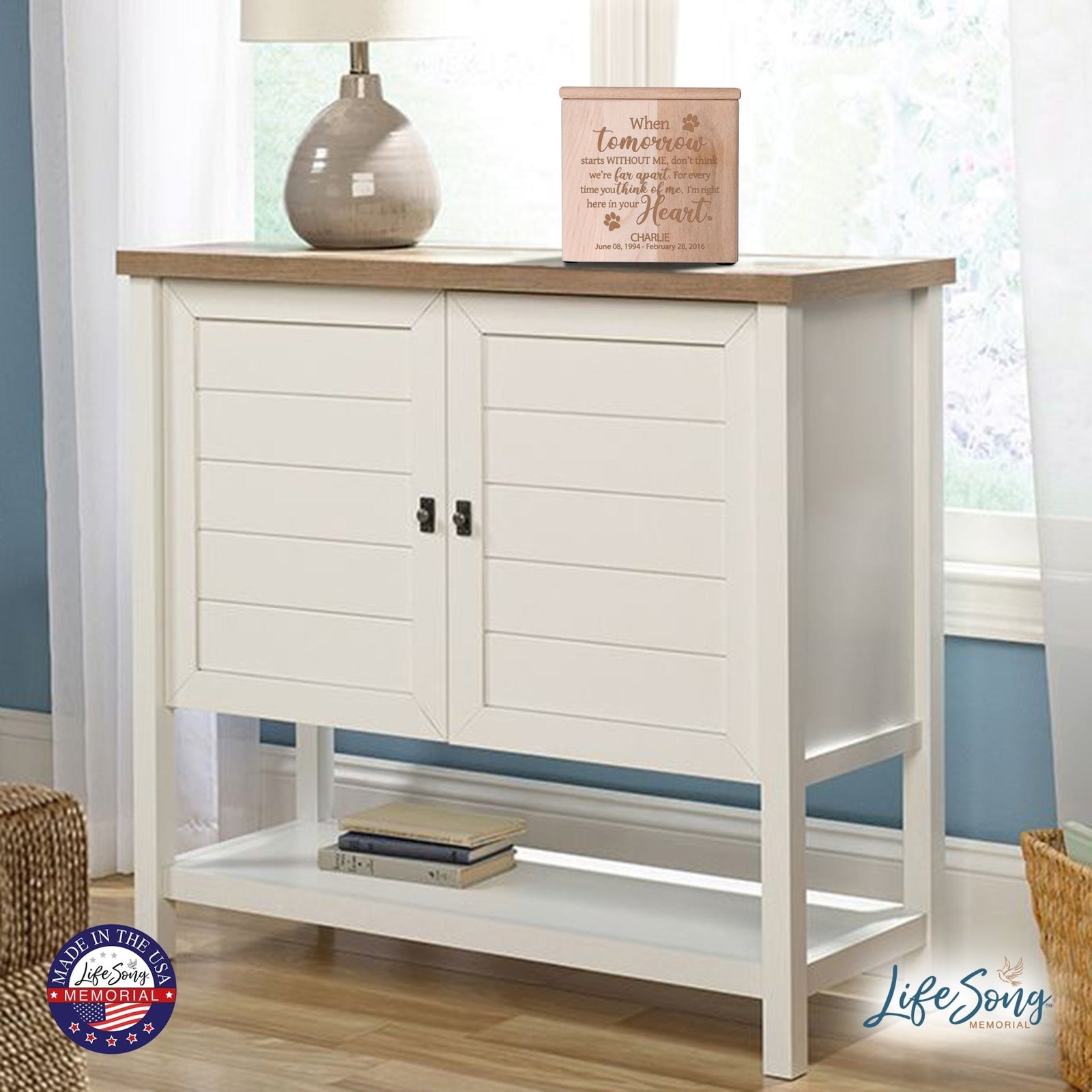 Custom Engraved Funeral Wooden Pet Urns for Dog