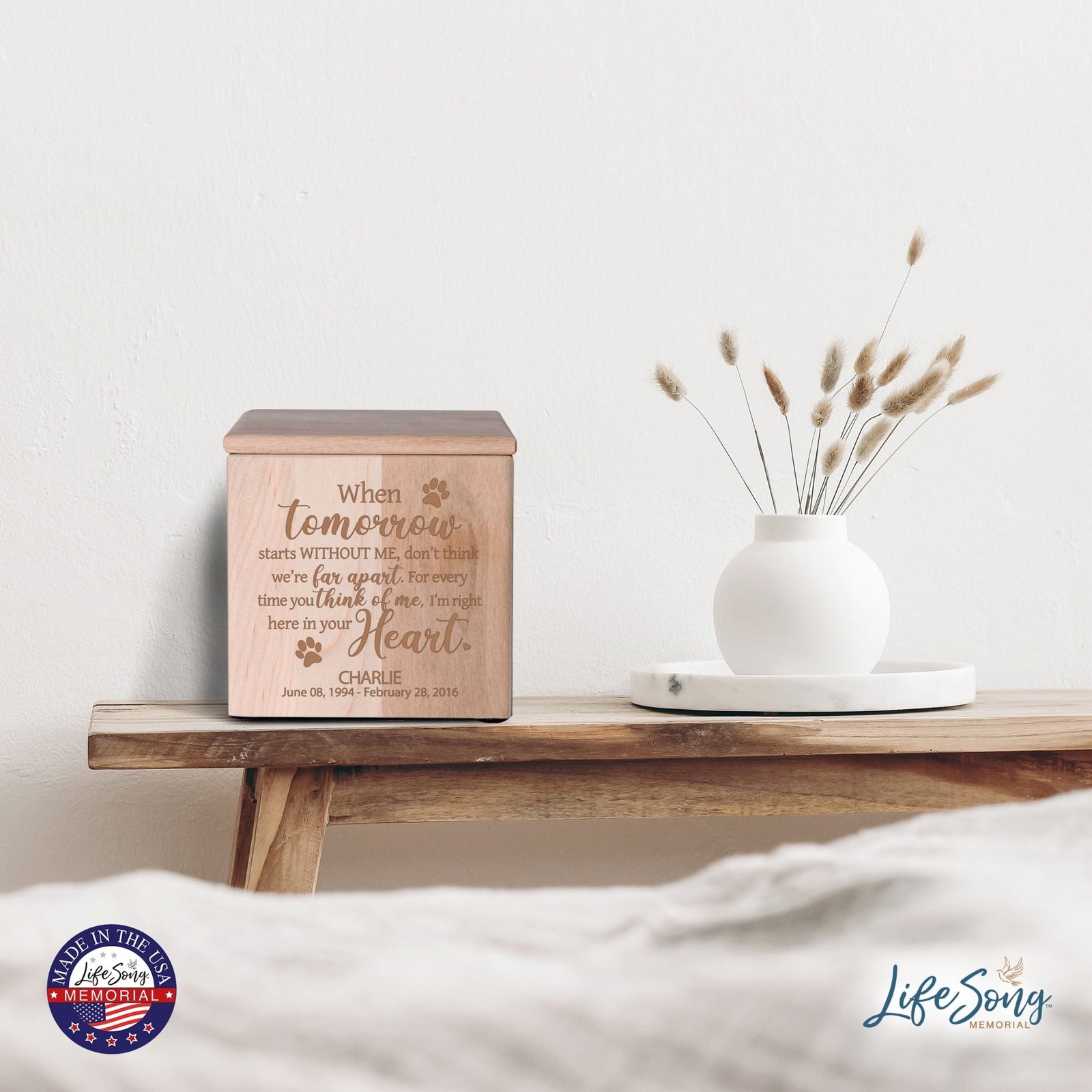 Personalized Wooden Memorial Pet Urns for Ashes