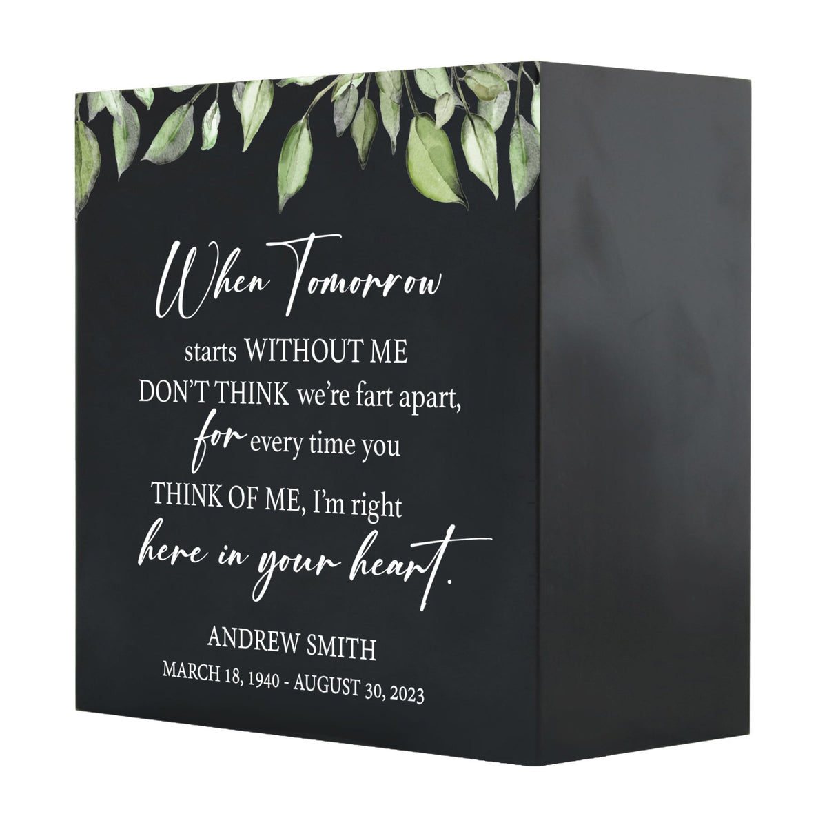Custom-Engraved Elegant Wooden Memorial Cremation Shadow Decorative Urn Box - LifeSong Milestones