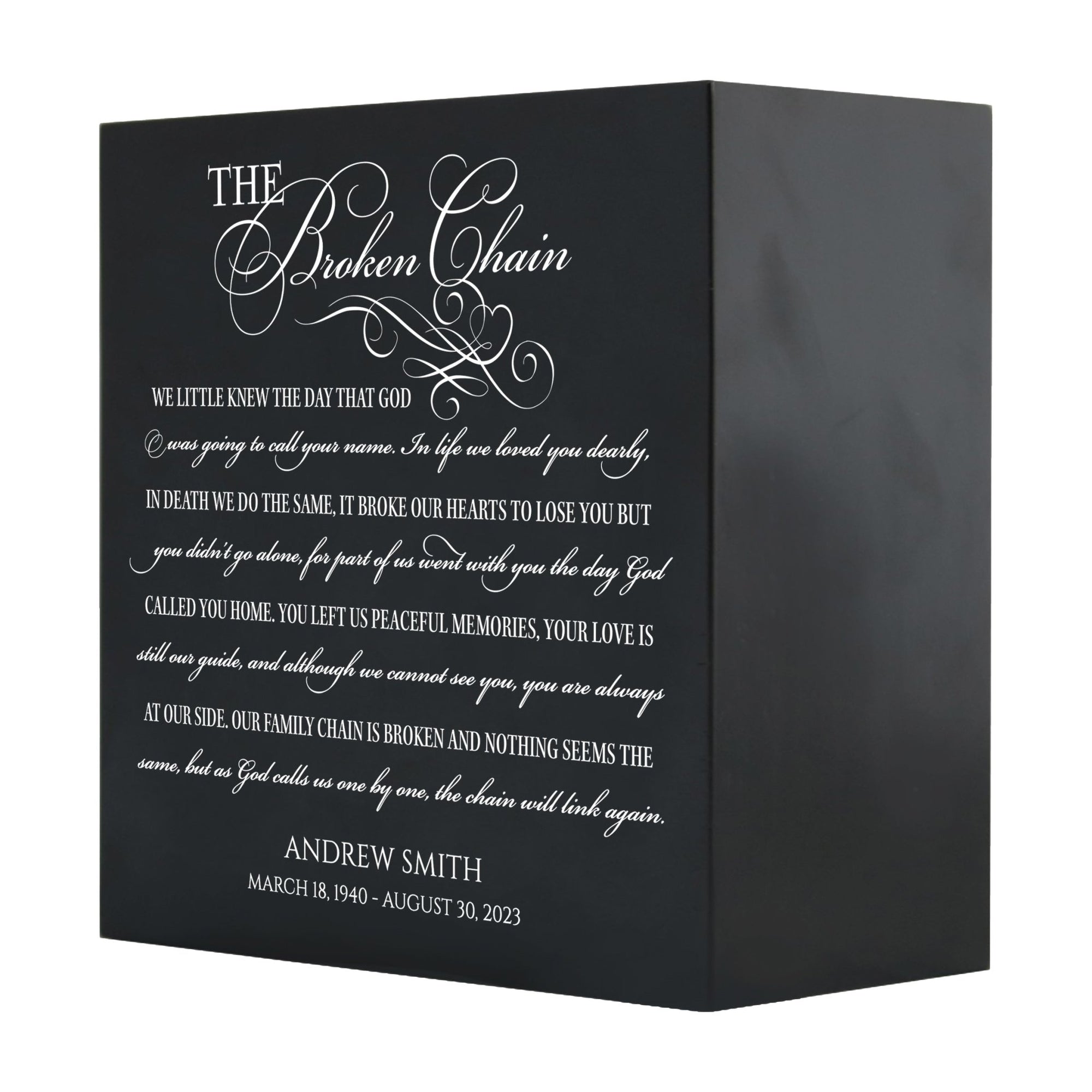 Custom-Engraved Elegant Wooden Memorial Cremation Shadow Decorative Urn Box - LifeSong Milestones