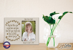 Custom Engraved Horizontal 8x10 Wooden Baptism Photo Frame May Bless You Holds 4x6 Photo - LifeSong Milestones