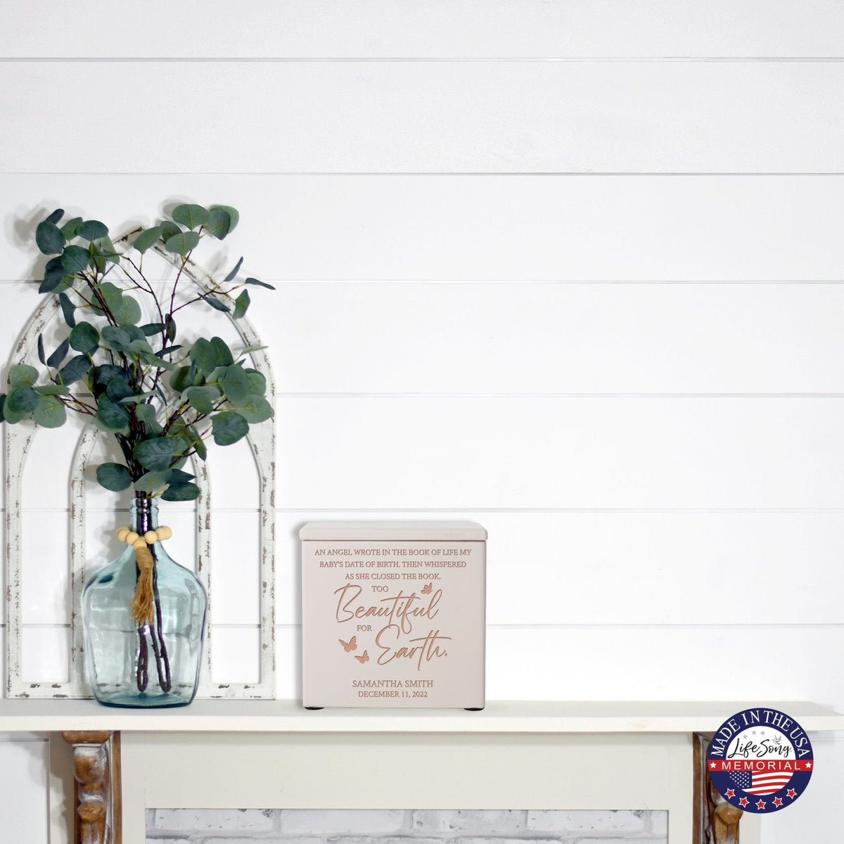 Custom Engraved Keepsake Urn Box for Human Ashes - An Angel In The Book of Life - LifeSong Milestones