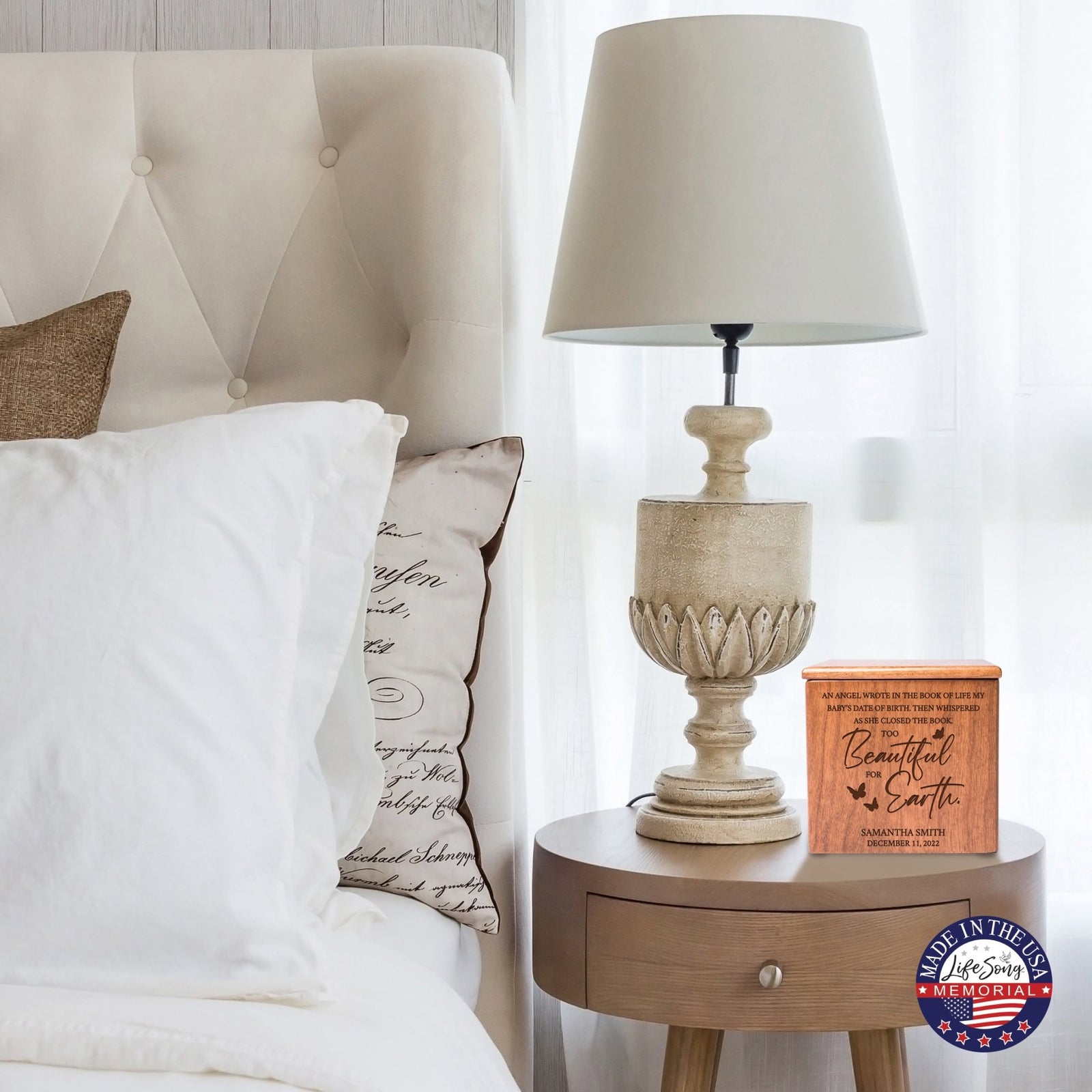 Custom Engraved Keepsake Urn Box for Human Ashes - An Angel In The Book of Life - LifeSong Milestones