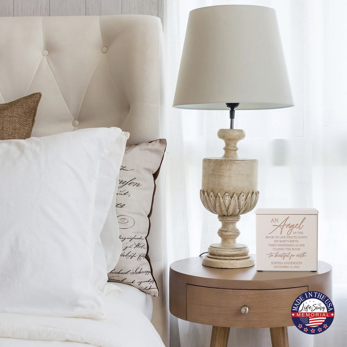 Custom Engraved Keepsake Urn Box for Human Ashes - An Angel In The Book of Life - LifeSong Milestones