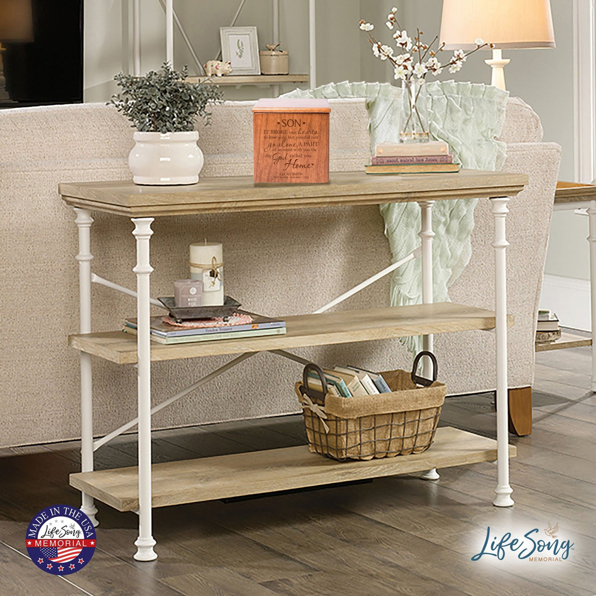 Personalized Memorial Wooden Keepsake Urn for Son