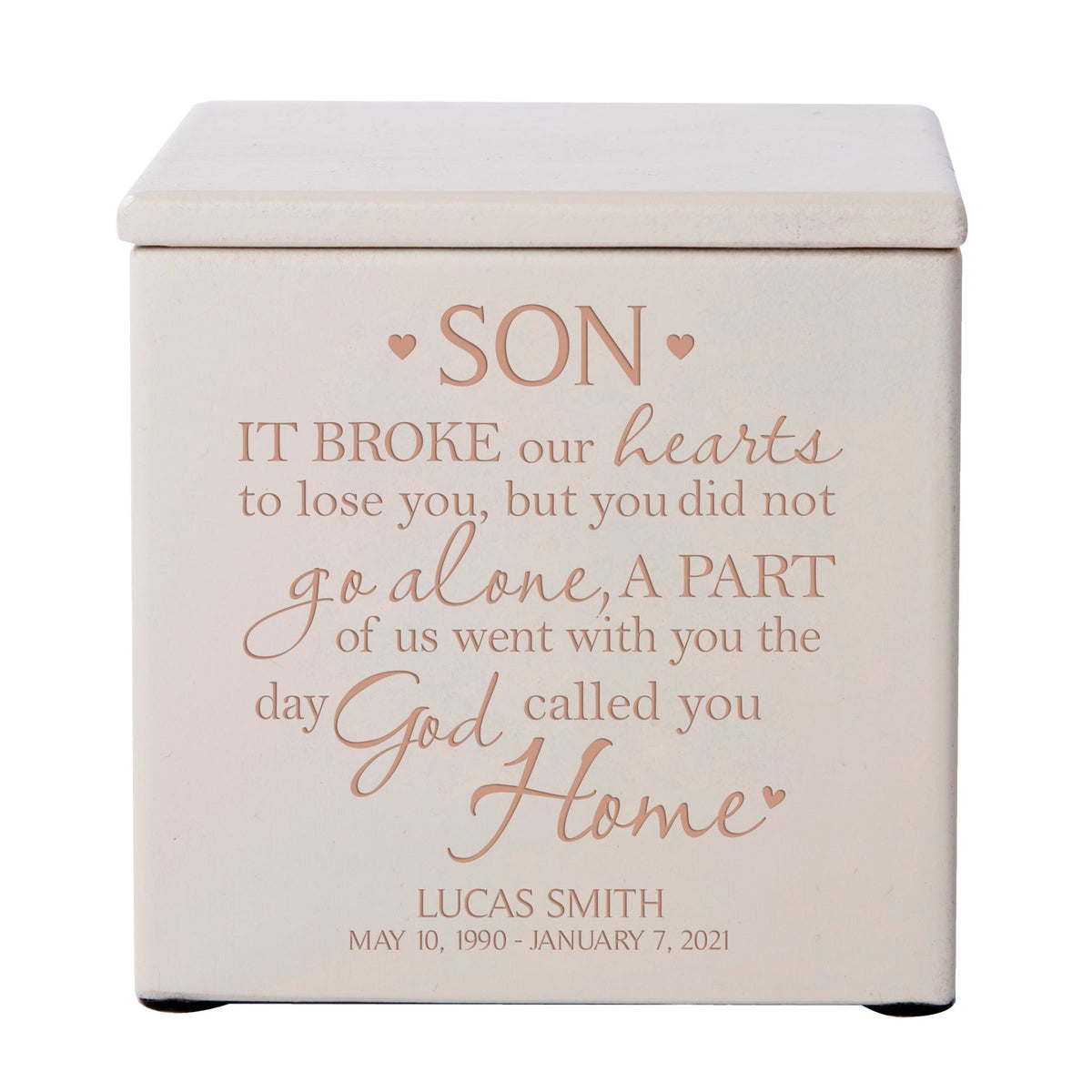 Custom Small Funeral Wooden Cremation Urn Box for Son