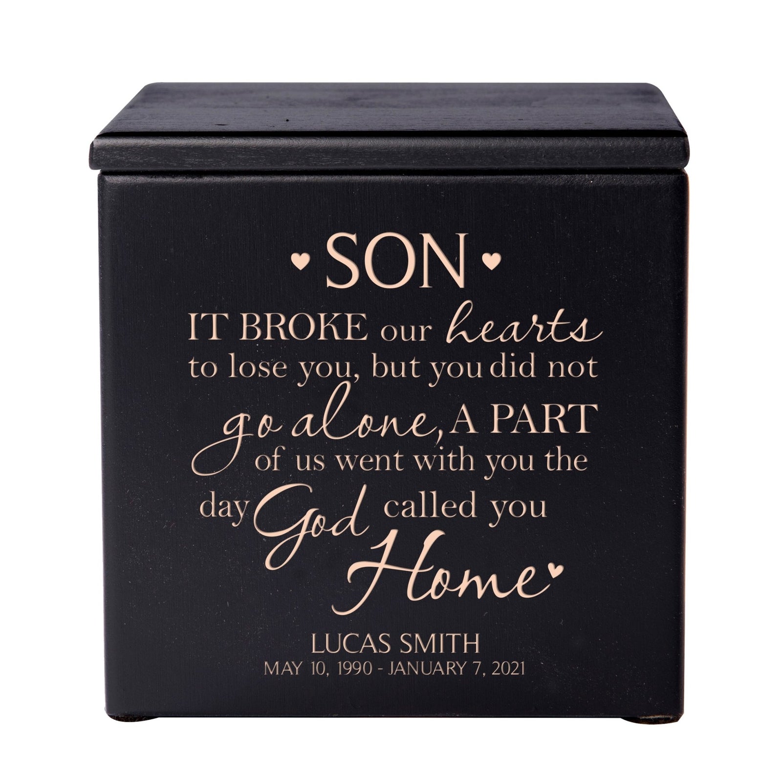 Personalized Memorial Wooden Keepsake Urn for Son