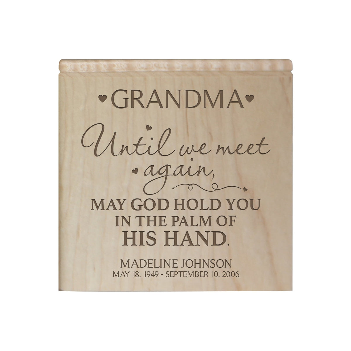 Small Personalized Wooden Keepsake Urn Box for Grandma