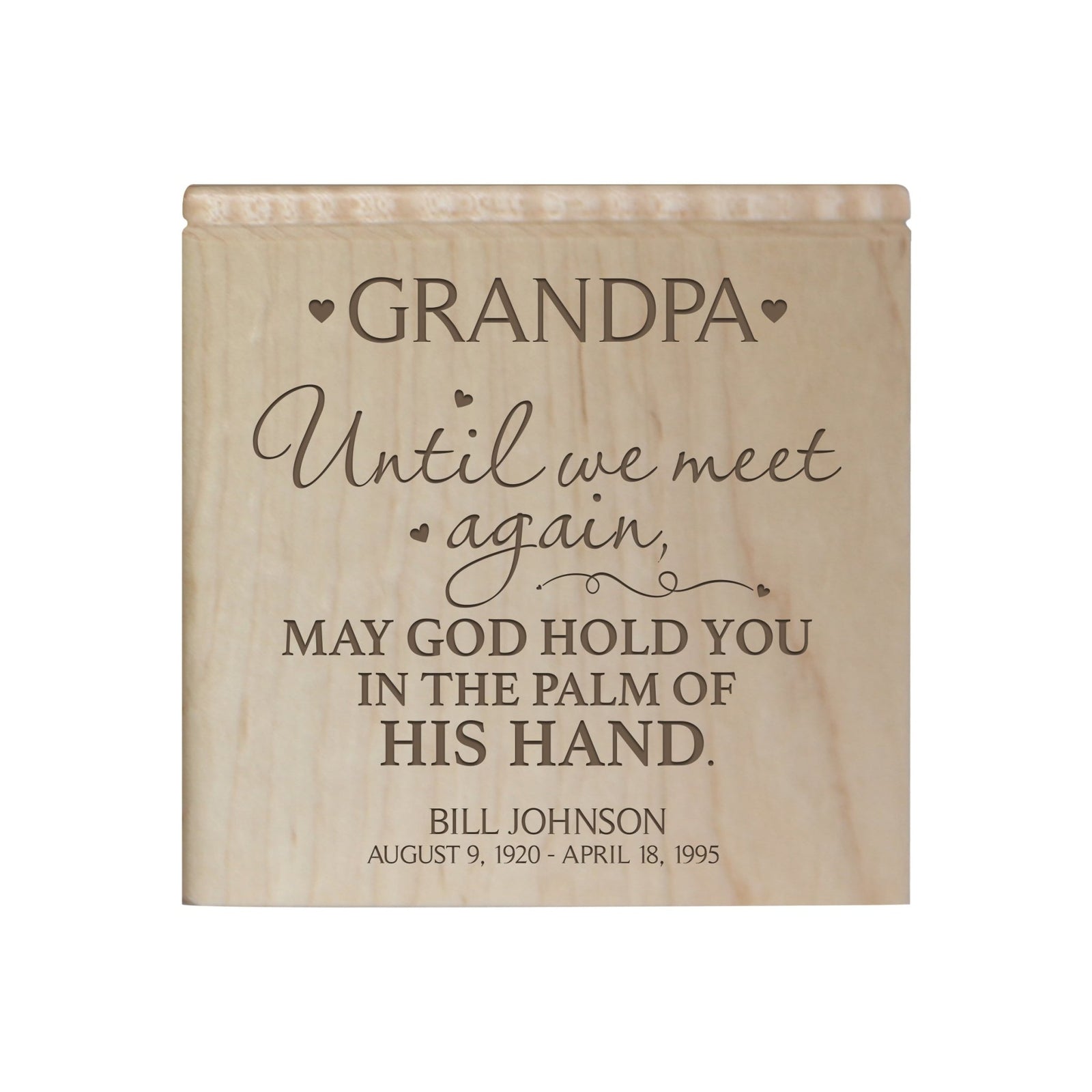 Small Personalized Wooden Keepsake Urn Box for Grandpa