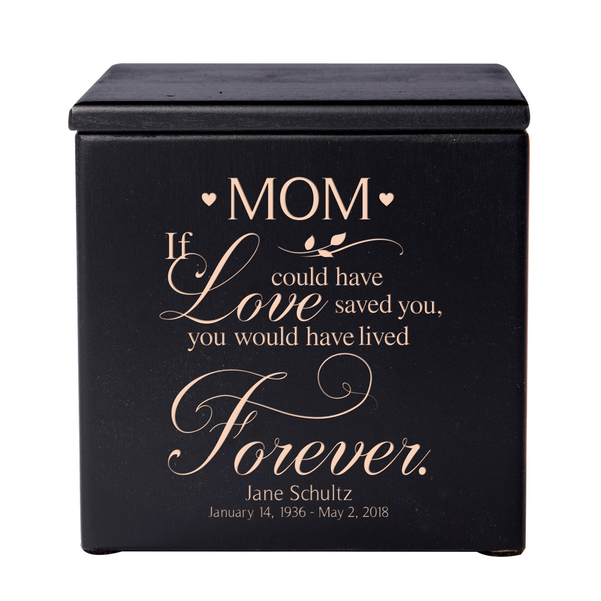 Personalized Memorial Wooden Keepsake Urn for Mom