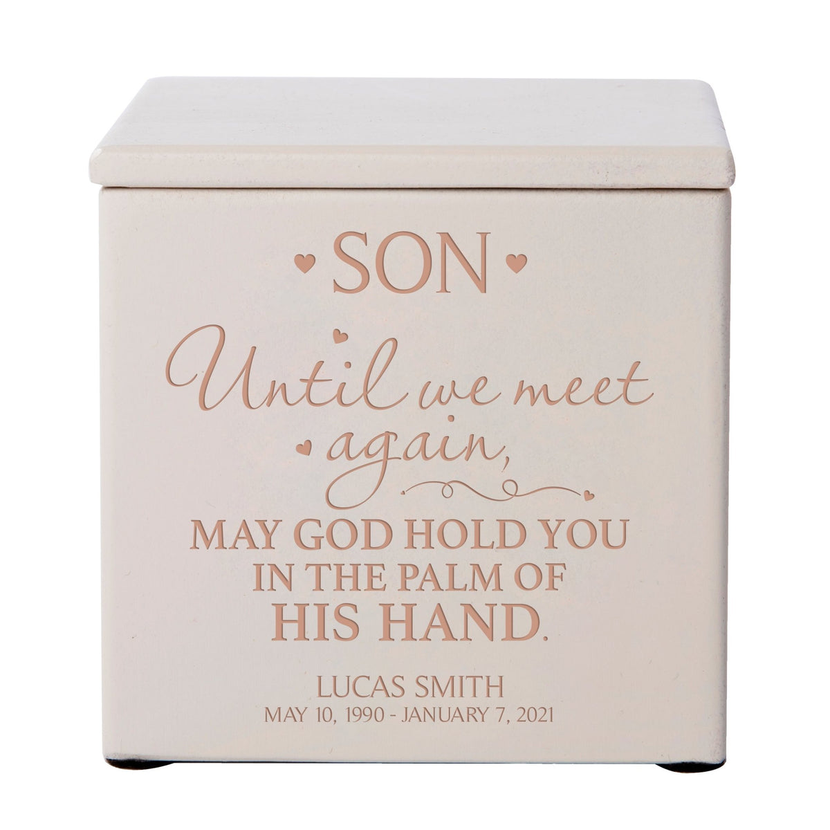Custom Small Funeral Wooden Cremation Urn Box for Son
