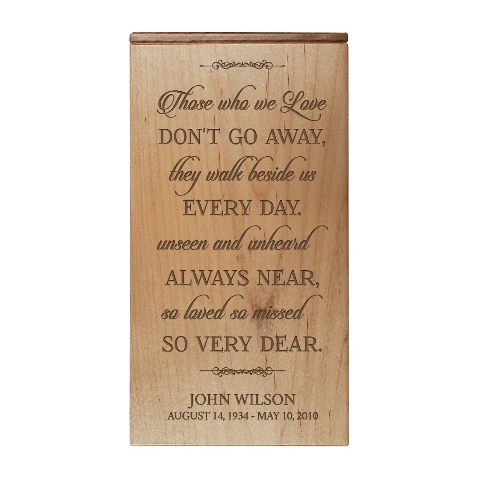 Custom Memorial Wooden Keepsake Urn Box for Human Ashes