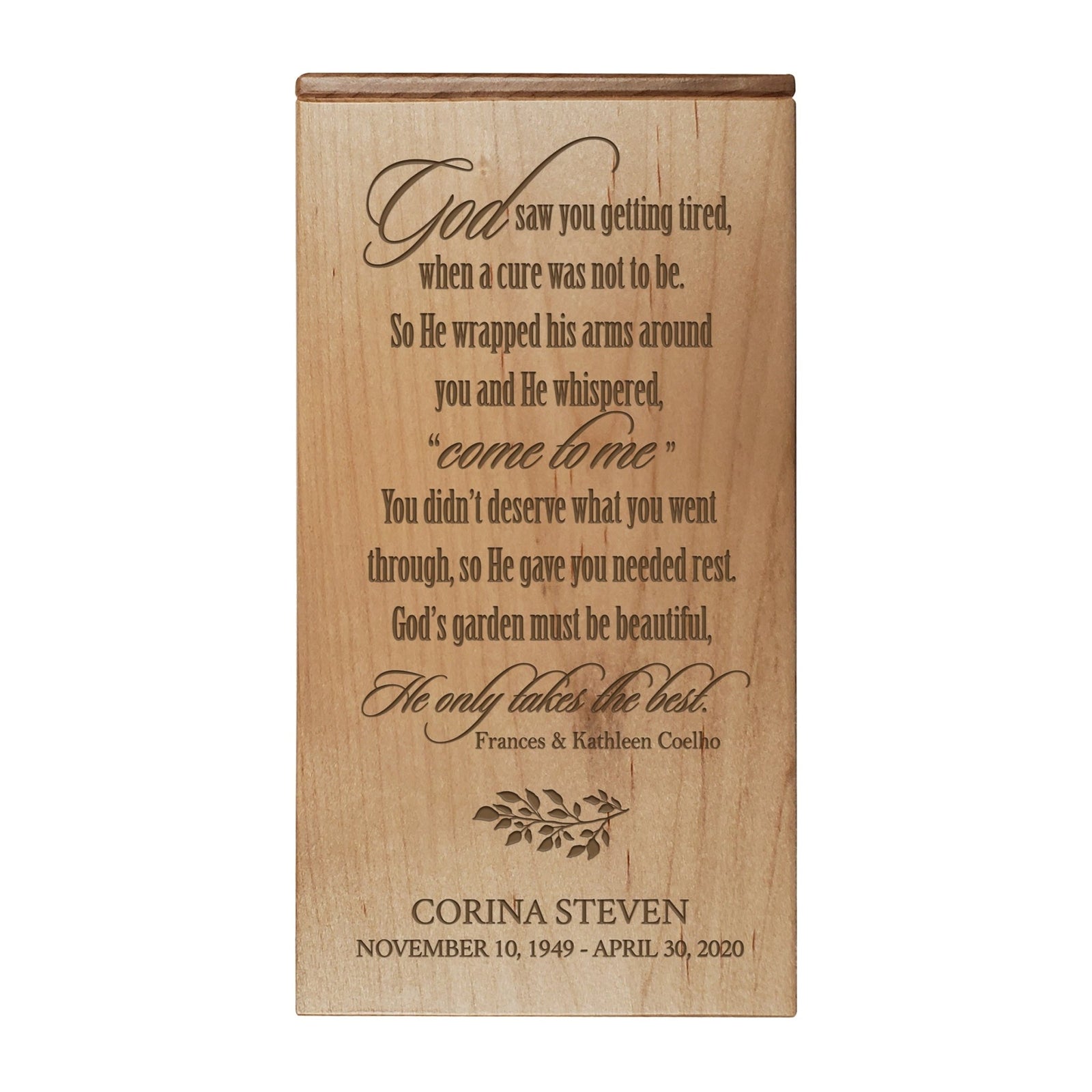 Memorial Handcrafted Wooden Keepsake Urn Box 
