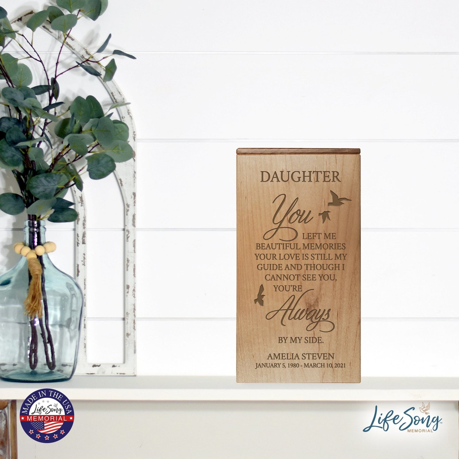 Handcrafted Wooden Keepsake Urn Box with Custom Engraving