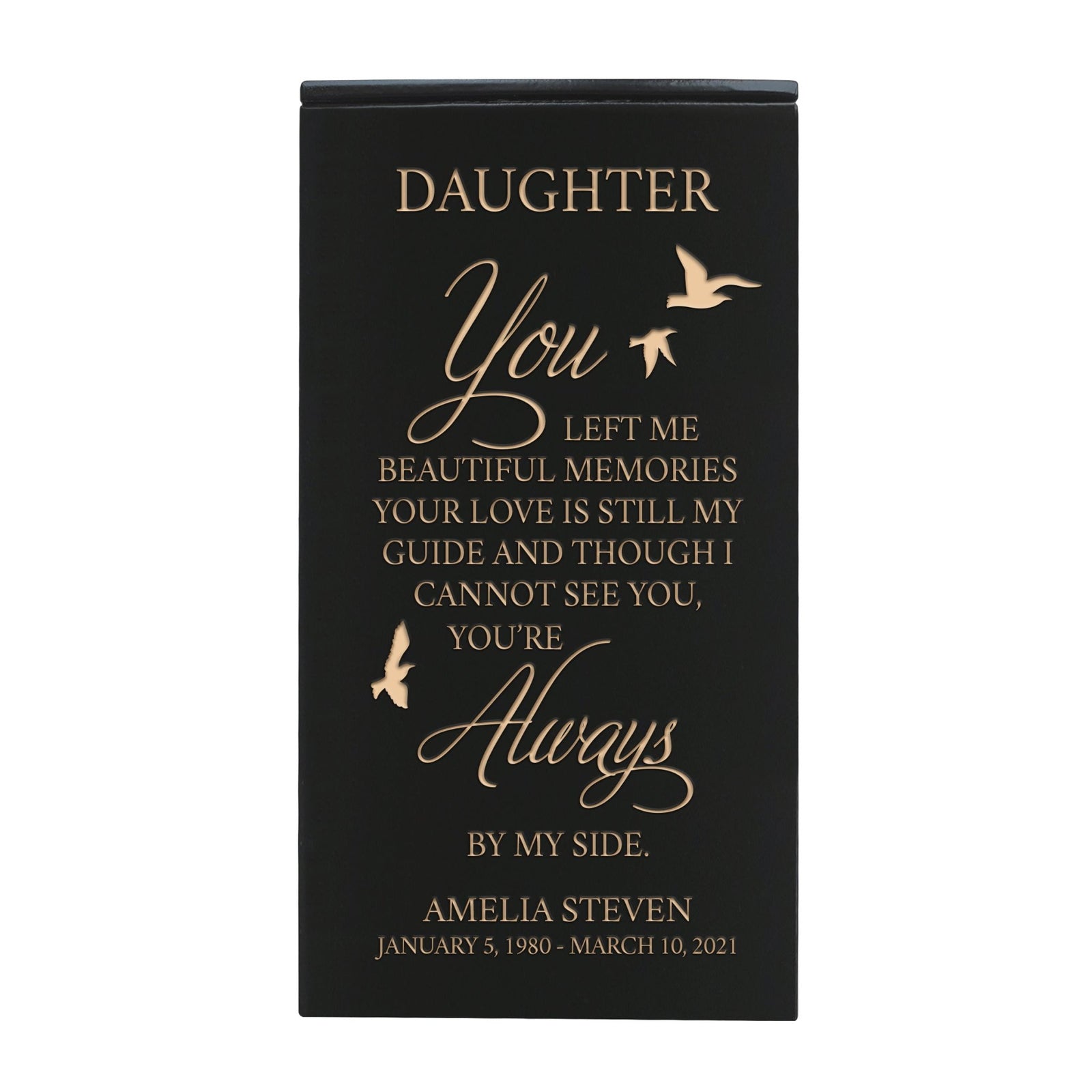  Elegant Engraved Wooden Keepsake Urn Box for daughter