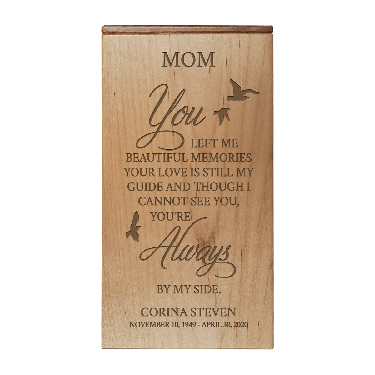 Handcrafted Wooden Keepsake Urn Box with Custom Engraving
