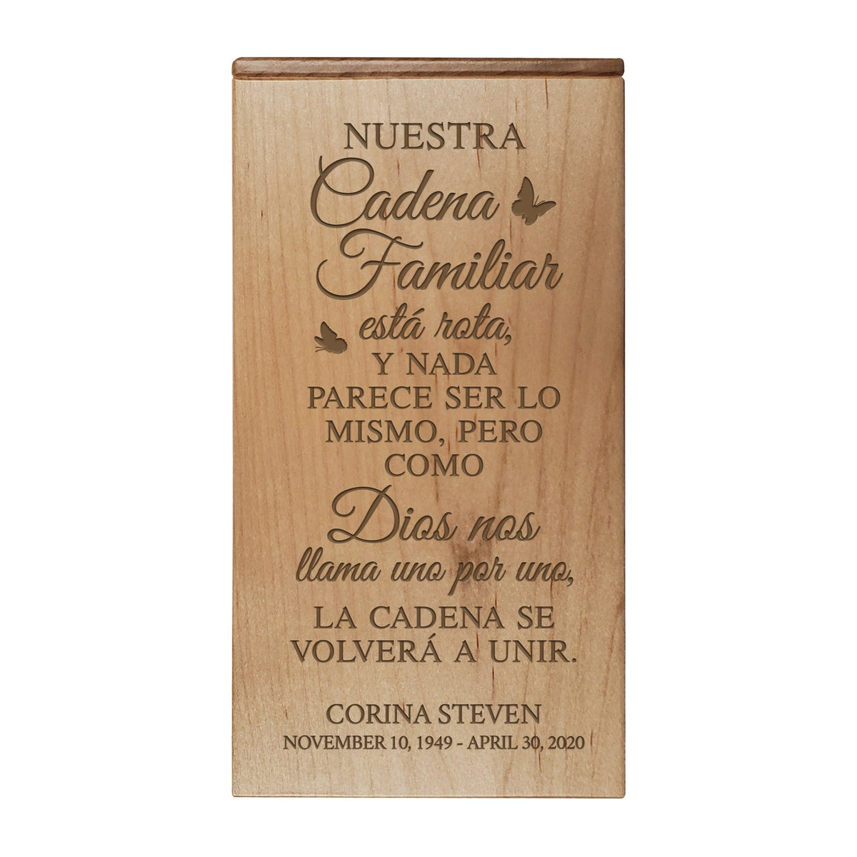 Spanish Wooden Memorial Cremation Urn Box for Human Ashes
