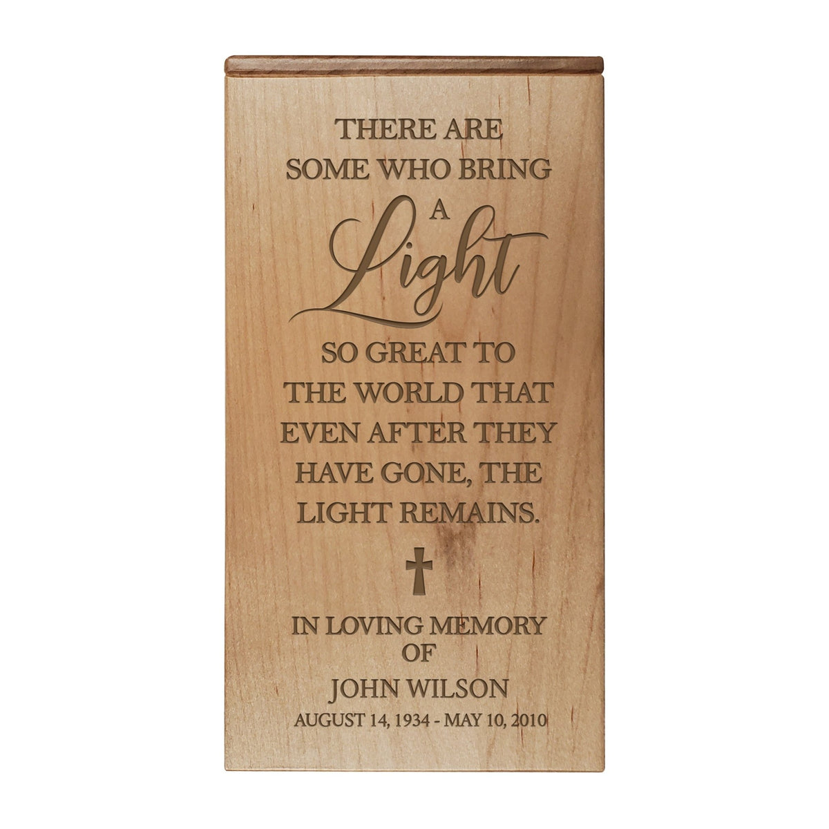 Custom Memorial Wooden Keepsake Urn Box for Human Ashes