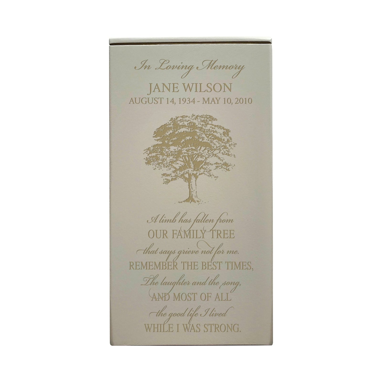 Memorial Wooden Engraved Keepsake Urn Box for Human Ashes