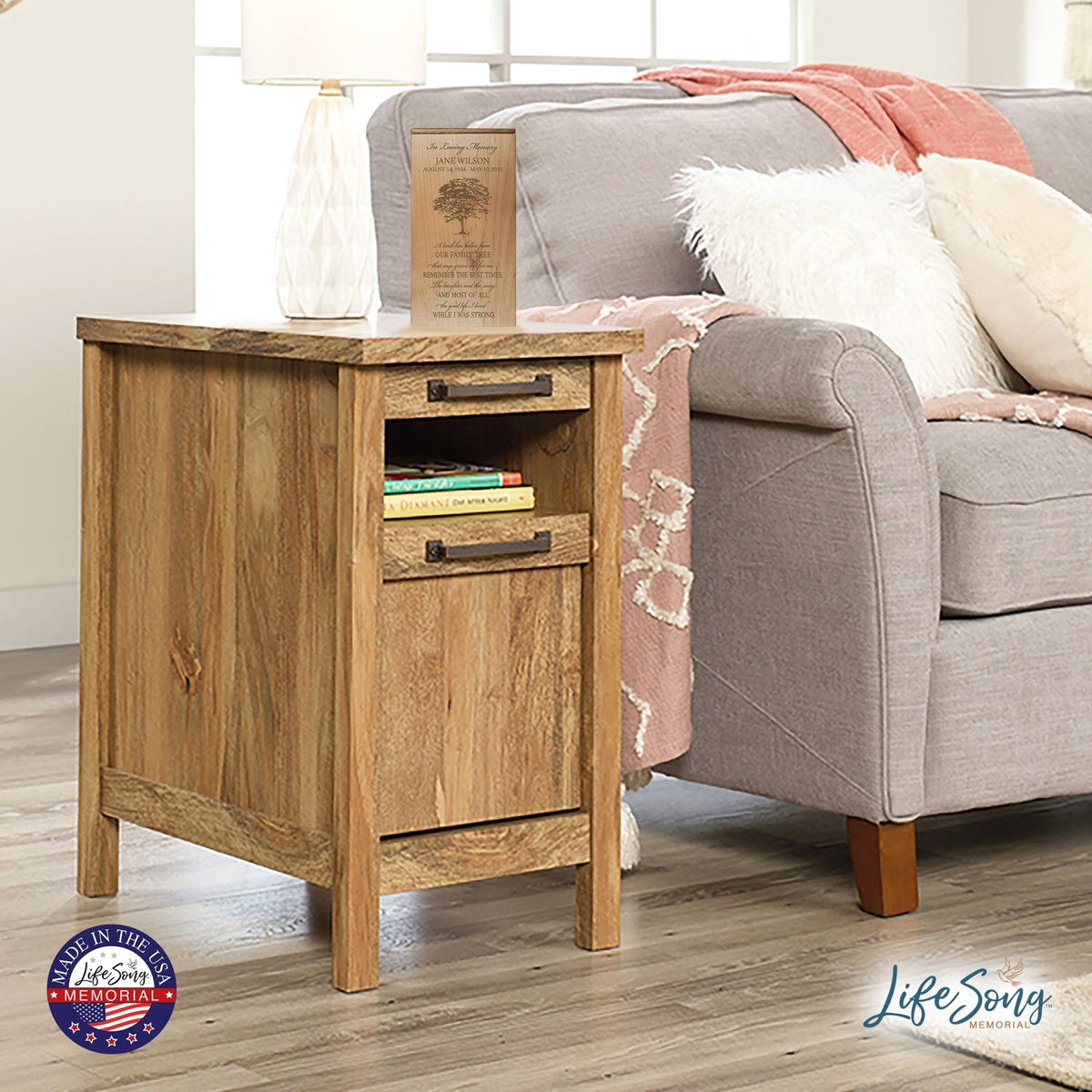 Memorial Wooden Engraved Keepsake Urn Box for Human Ashes