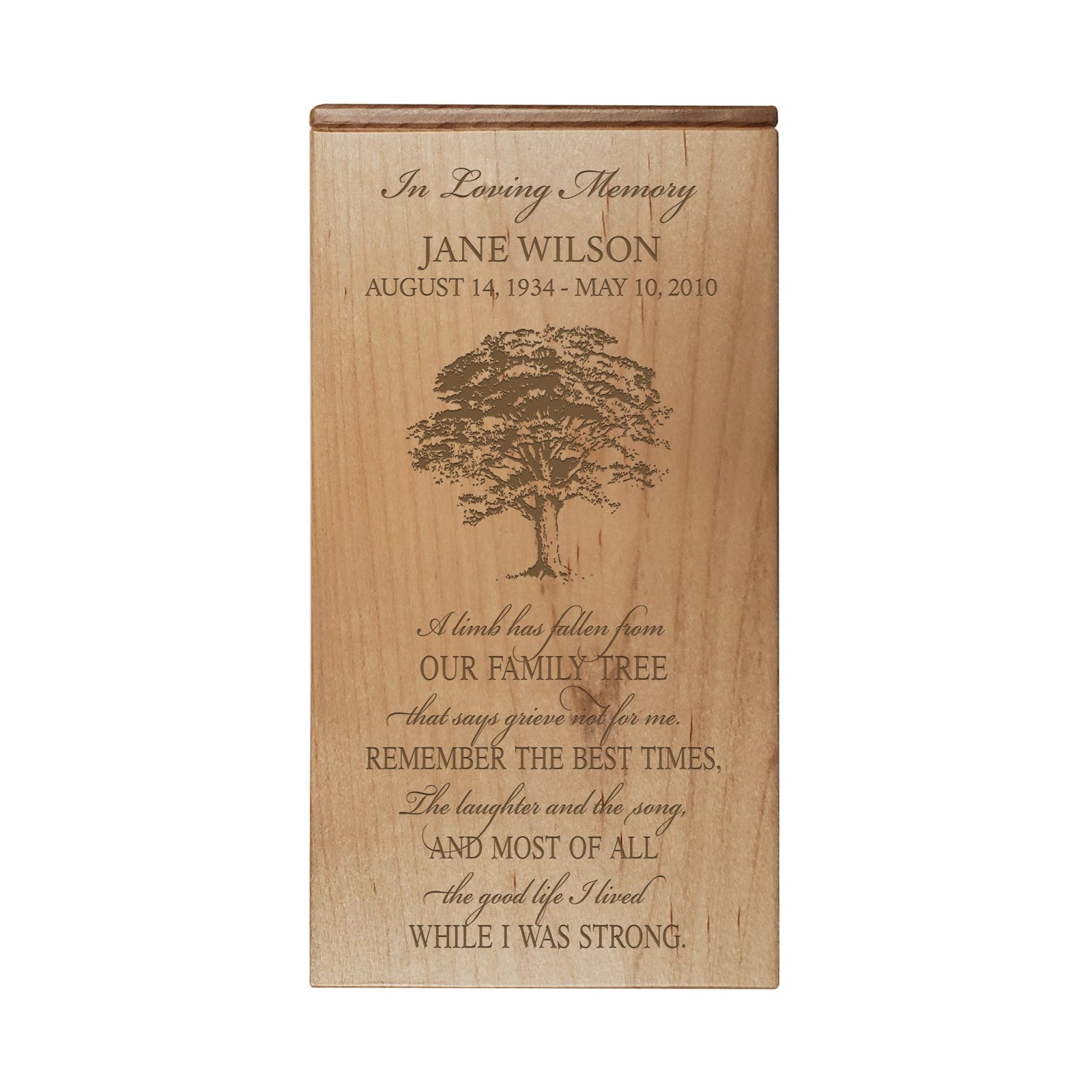 Personalized Memorial Wooden Engraved Keepsake Urn Box for Human Ashes