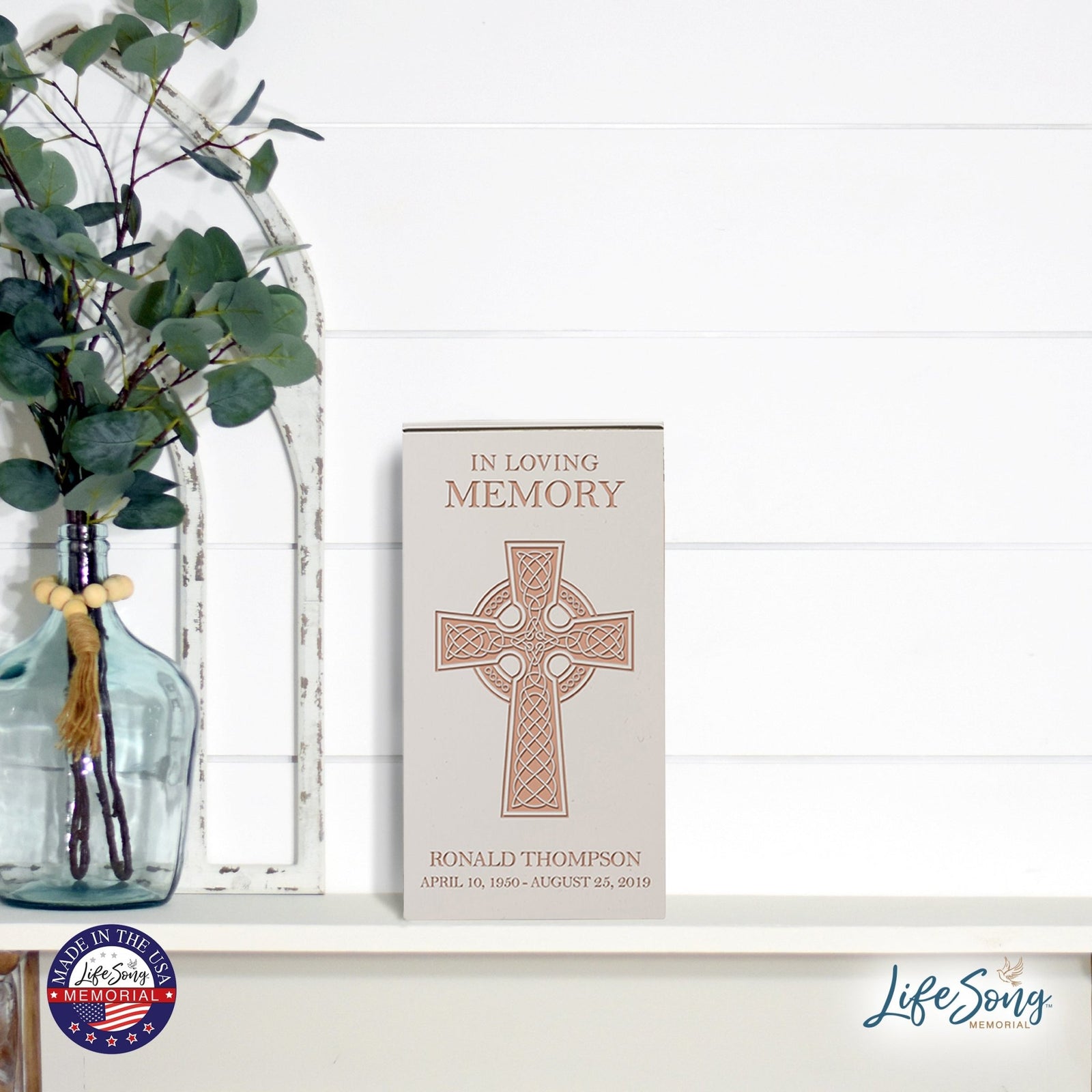 Personalized Wooden Cremation Urn Featuring Cross