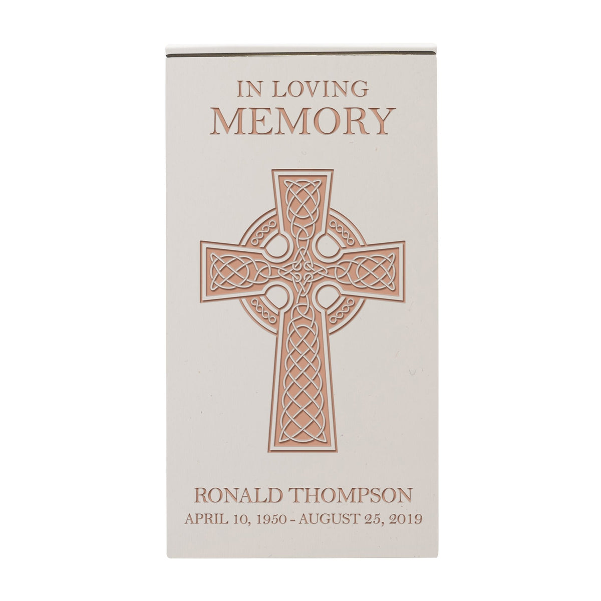 Handcrafted Wooden Cremation Urn with Custom Engraved Cross 