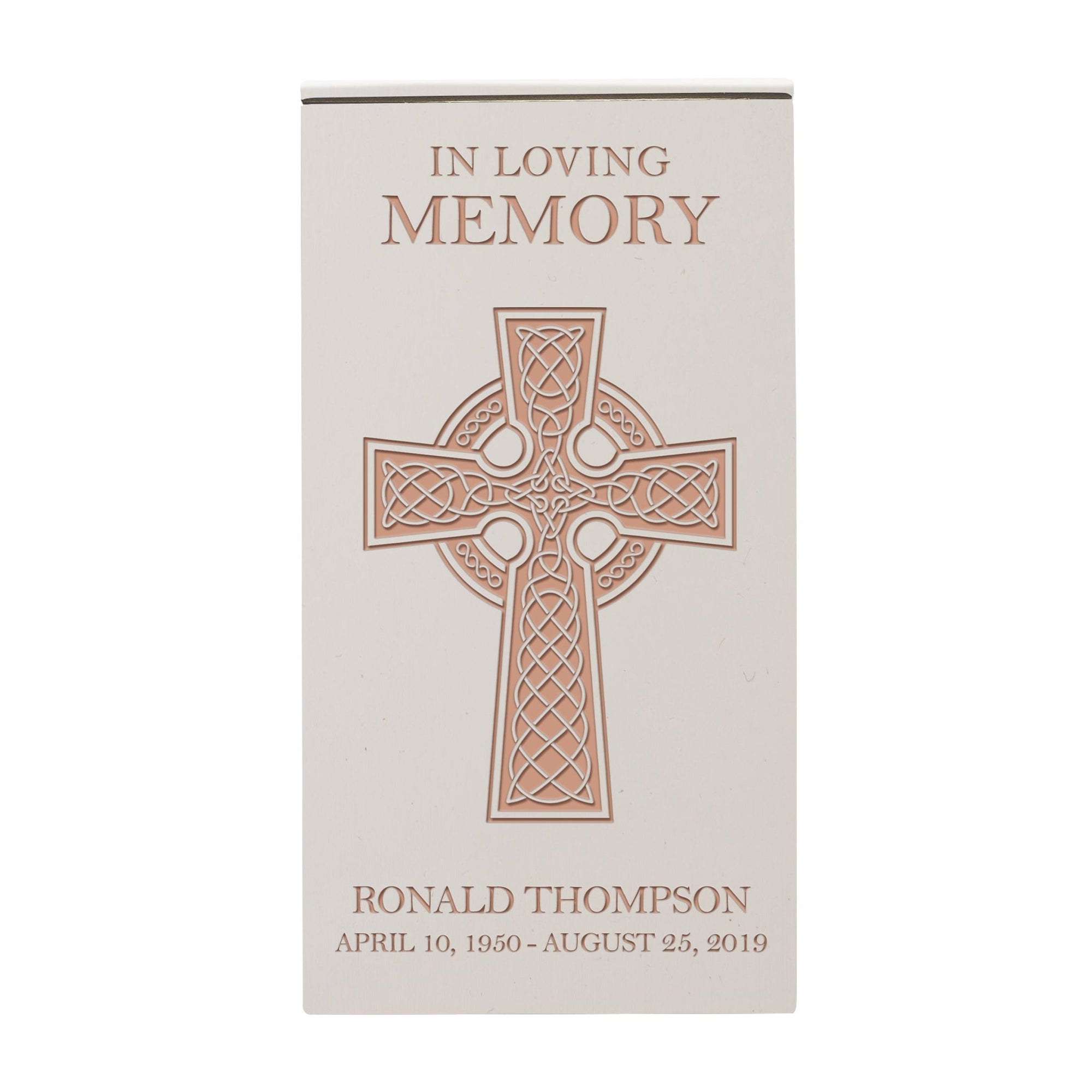 Handcrafted Wooden Cremation Urn with Custom Engraved Cross 