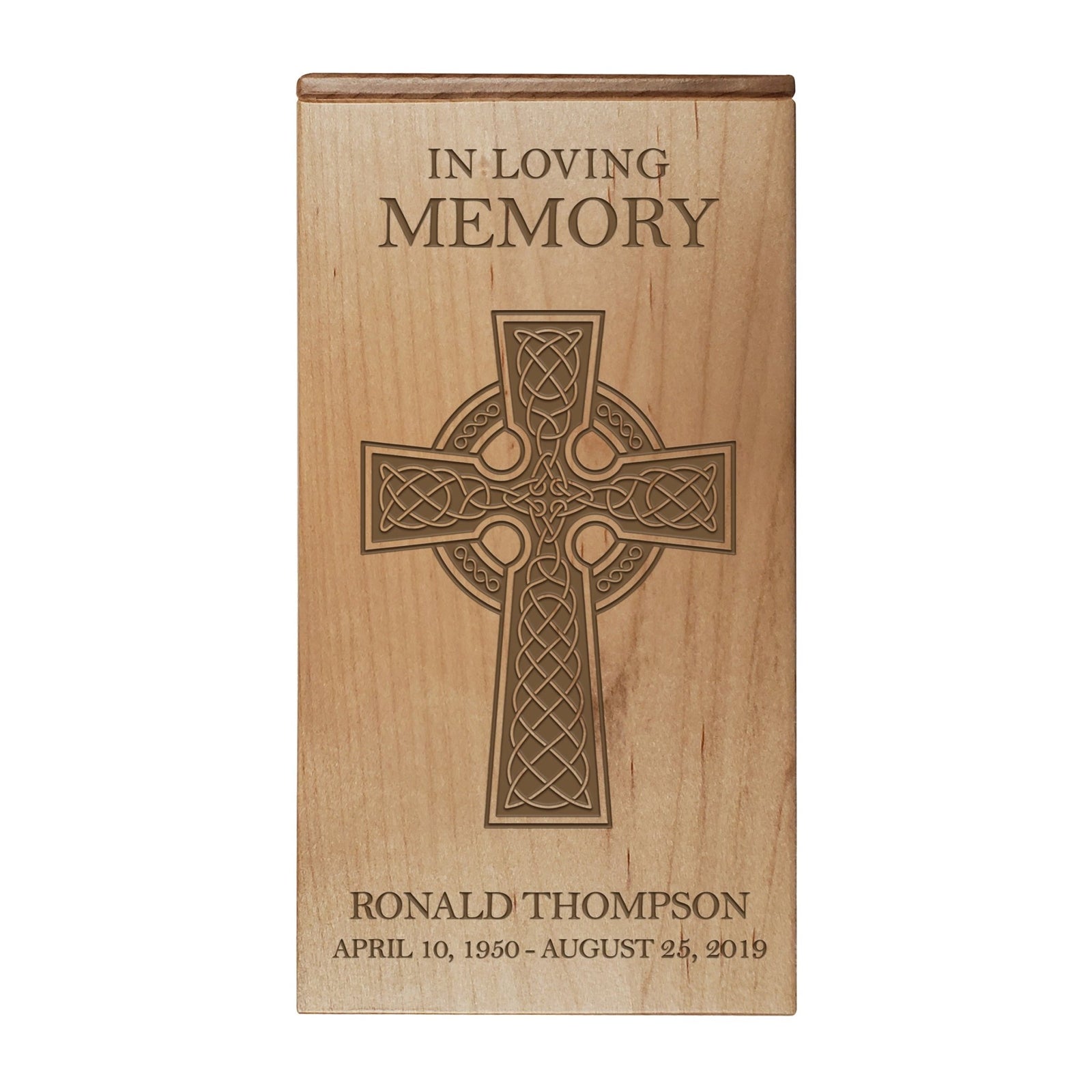 Classic Wooden Cremation Urn with Detailed Cross
