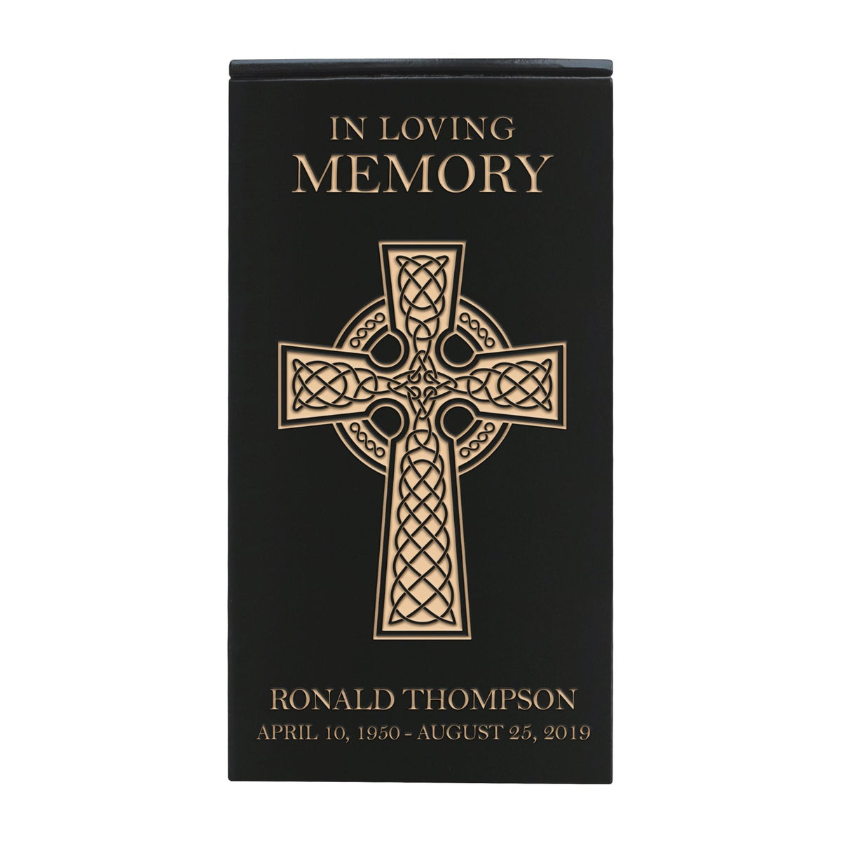 Elegant Wooden Cremation Urn with Engraved Cross