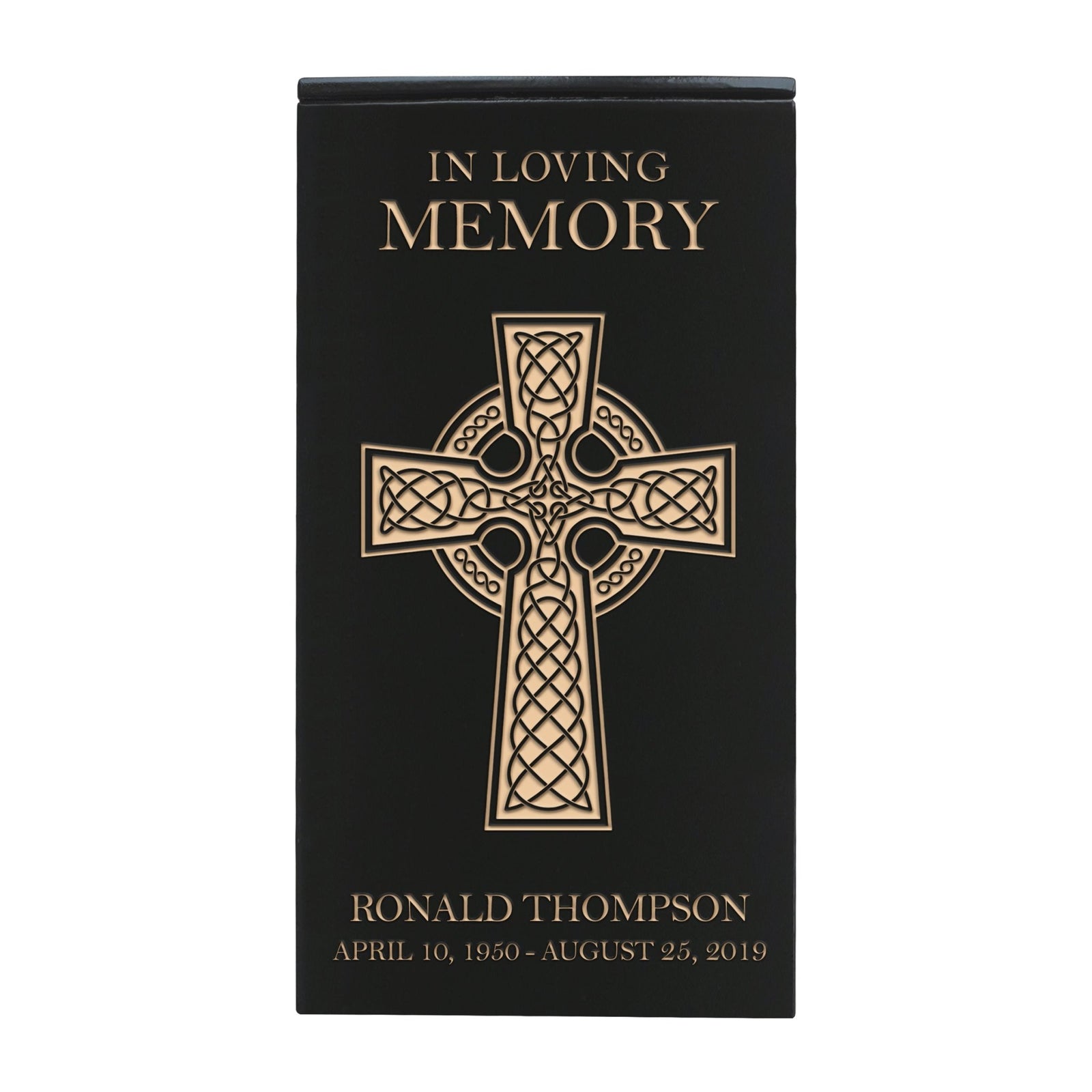 Elegant Wooden Cremation Urn with Engraved Cross