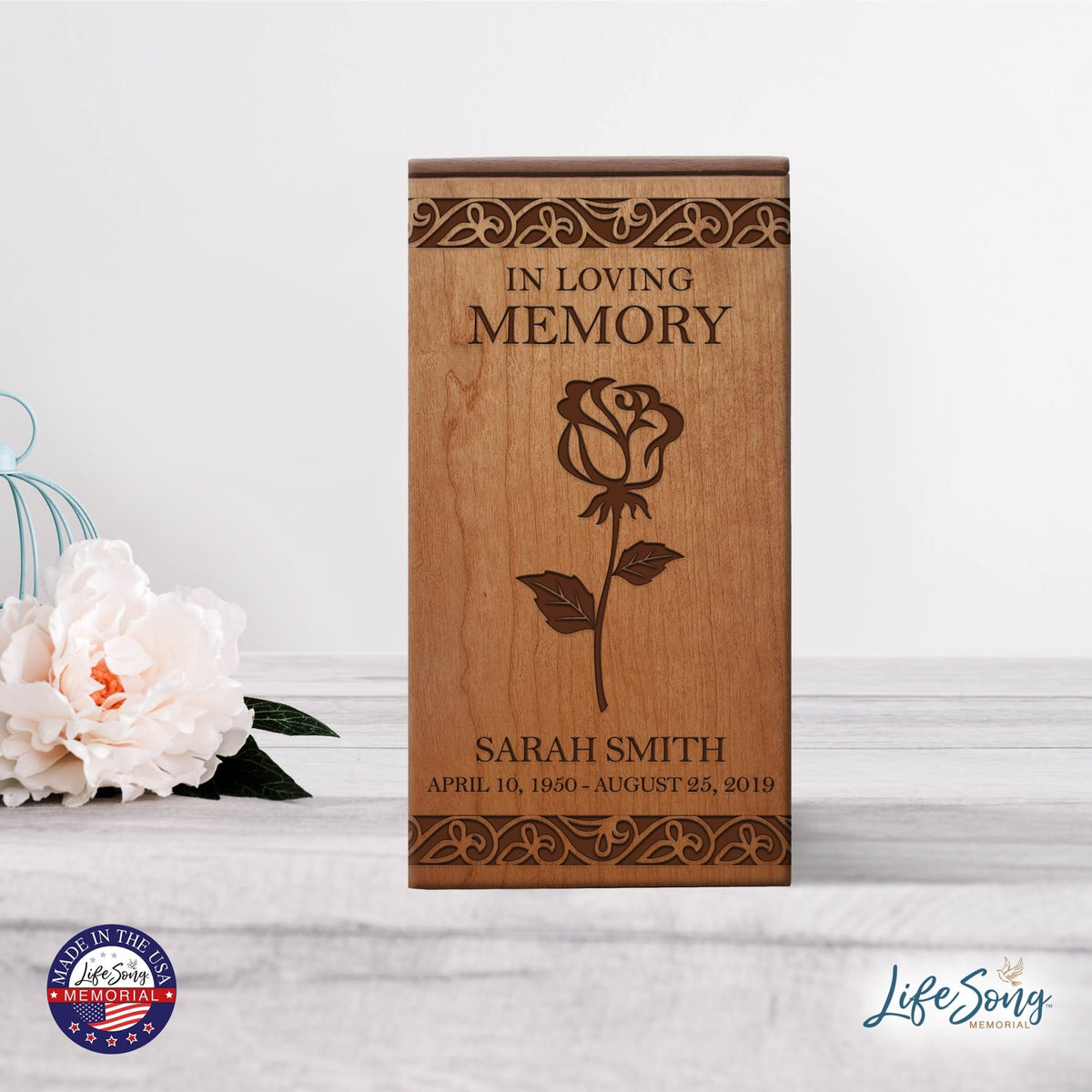 Custom Engraved Wooden Keepsake Urn for Remembering Loved Ones