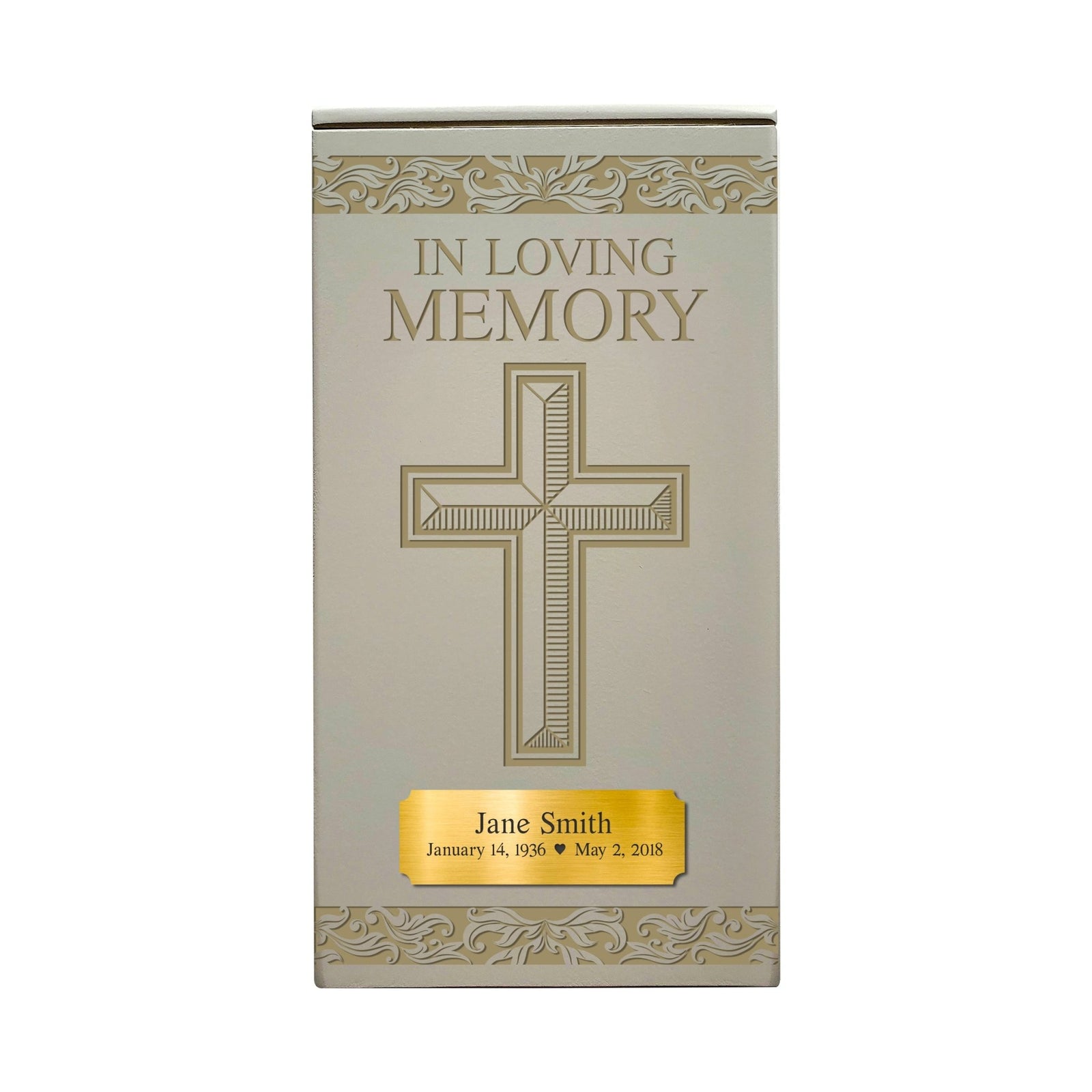 Custom Engraved Wooden Cremation Urn for Adult Ashes with Engraved Cross