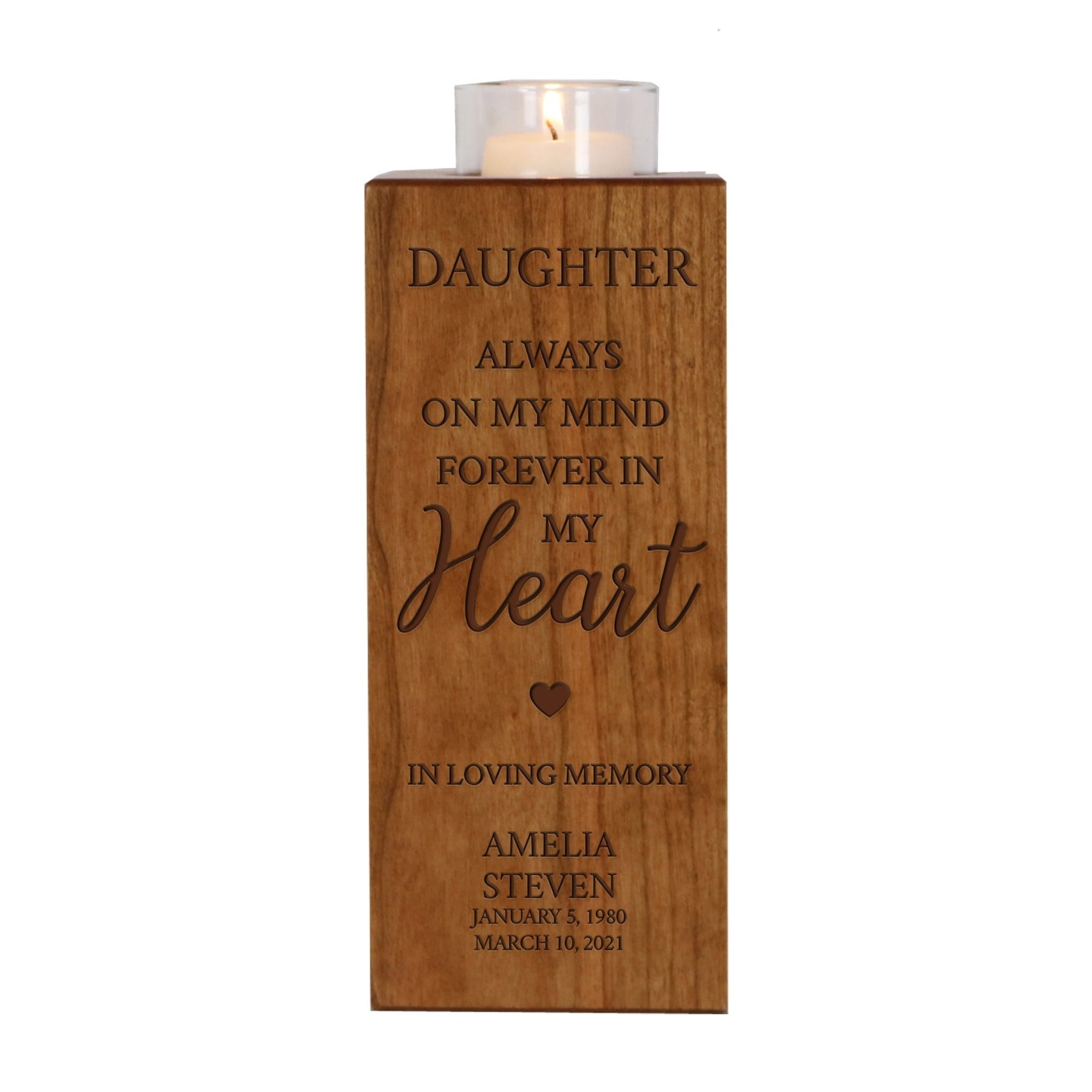 Custom Engraved Memorial Cremation Urn Box and Single Votive Candle Holder