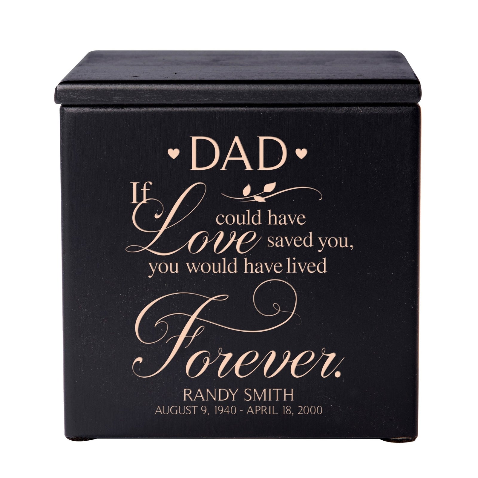 Custom Memorial Small Wooden Keepsake Urn Box for Dad