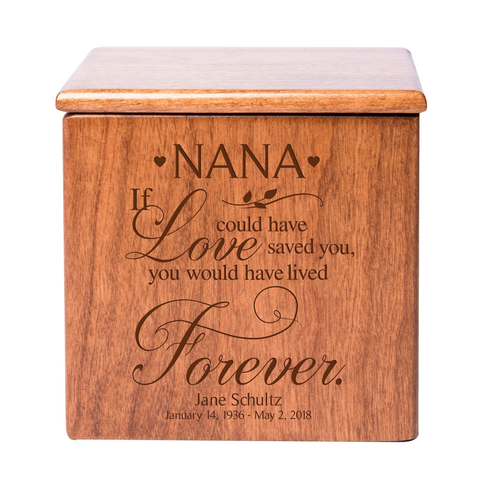 Custom Small Funeral Wooden Cremation Urn Box for Nana