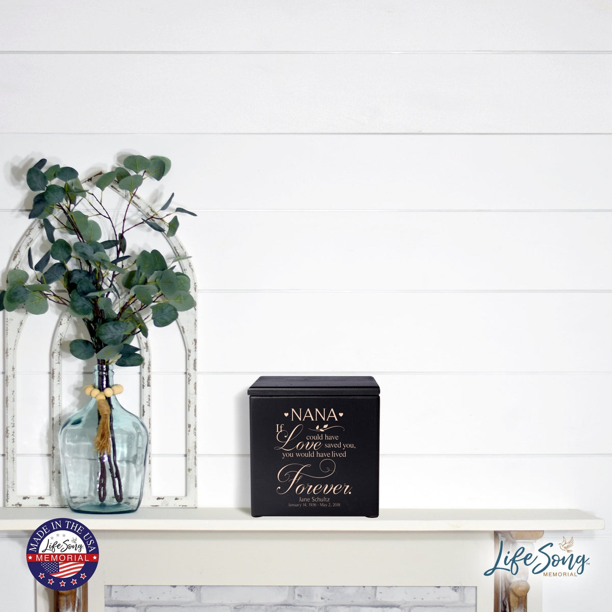 Small Personalized Wooden Keepsake Urn Box for Nana