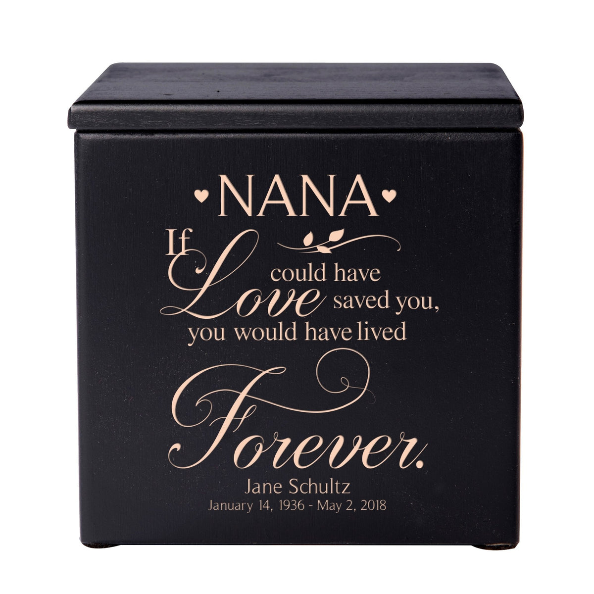 Personalized Memorial Wooden Keepsake Urn for Nana