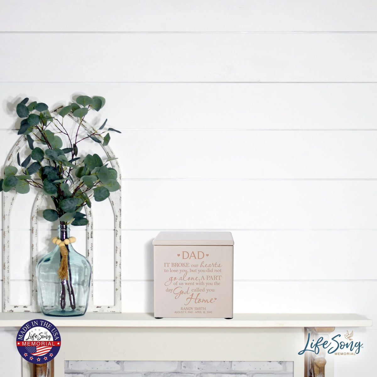 Custom Memorial Wooden Keepsake Urn Box for Dad