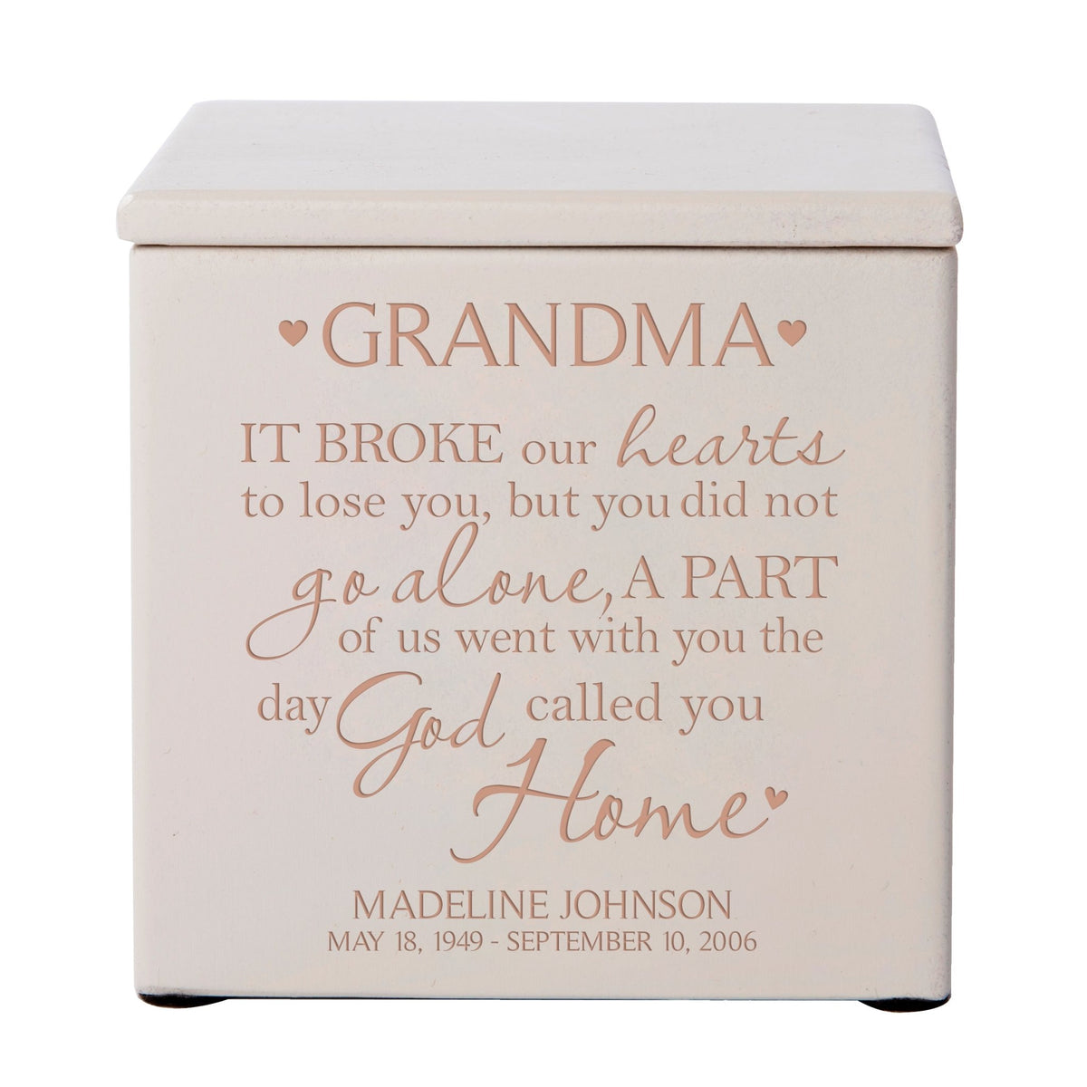 Small Personalized Wooden Keepsake Urn Box for Grandma