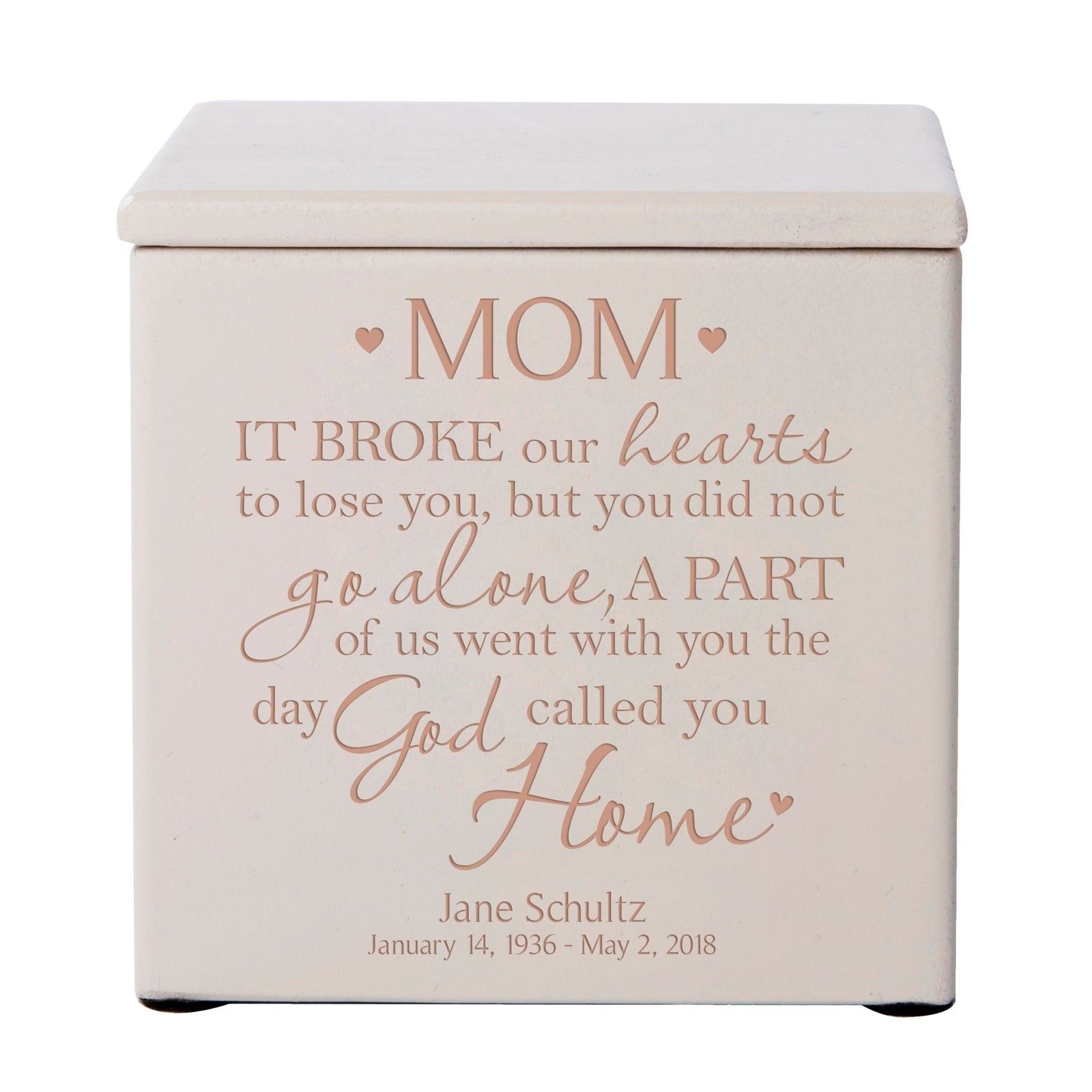 Custom Small Funeral Wooden Cremation Urn Box for Mom