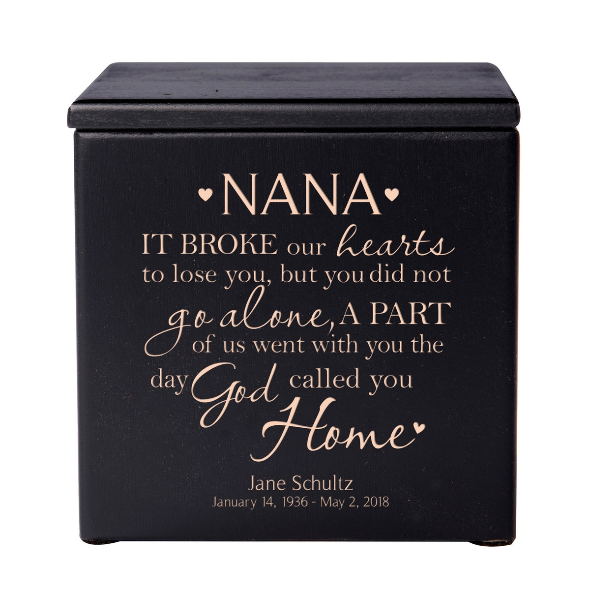 Personalized Memorial Wooden Keepsake Urn for Nana