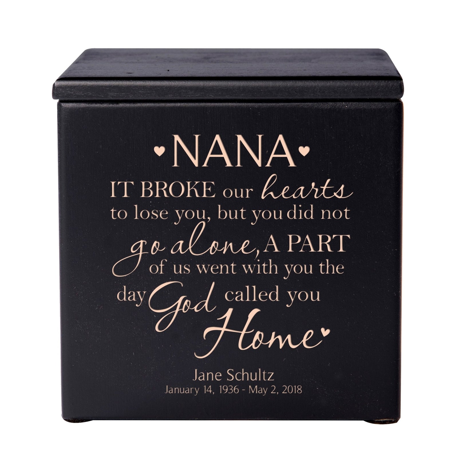 Personalized Memorial Wooden Keepsake Urn for Nana