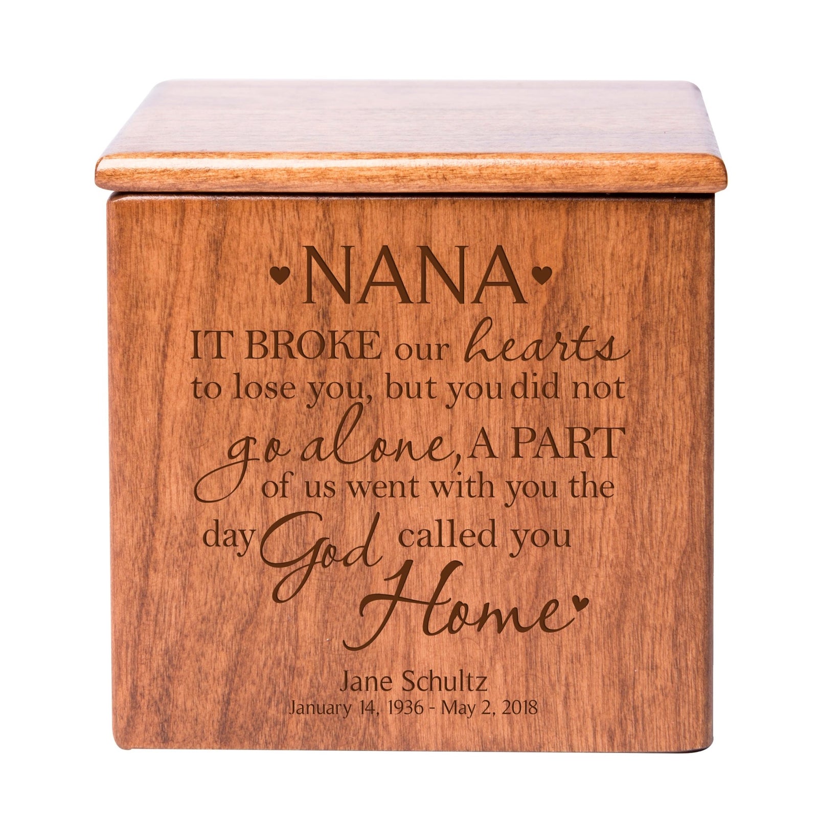 Custom Small Funeral Wooden Cremation Urn Box for Nana