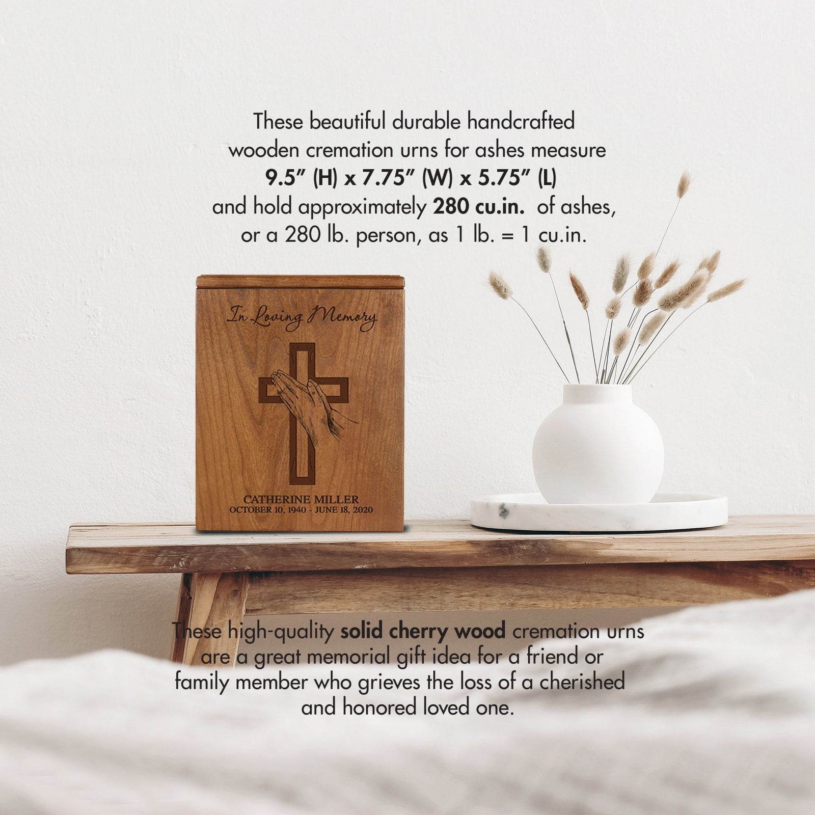 Unique Engraved Cremation Urn Box for Human Ashes