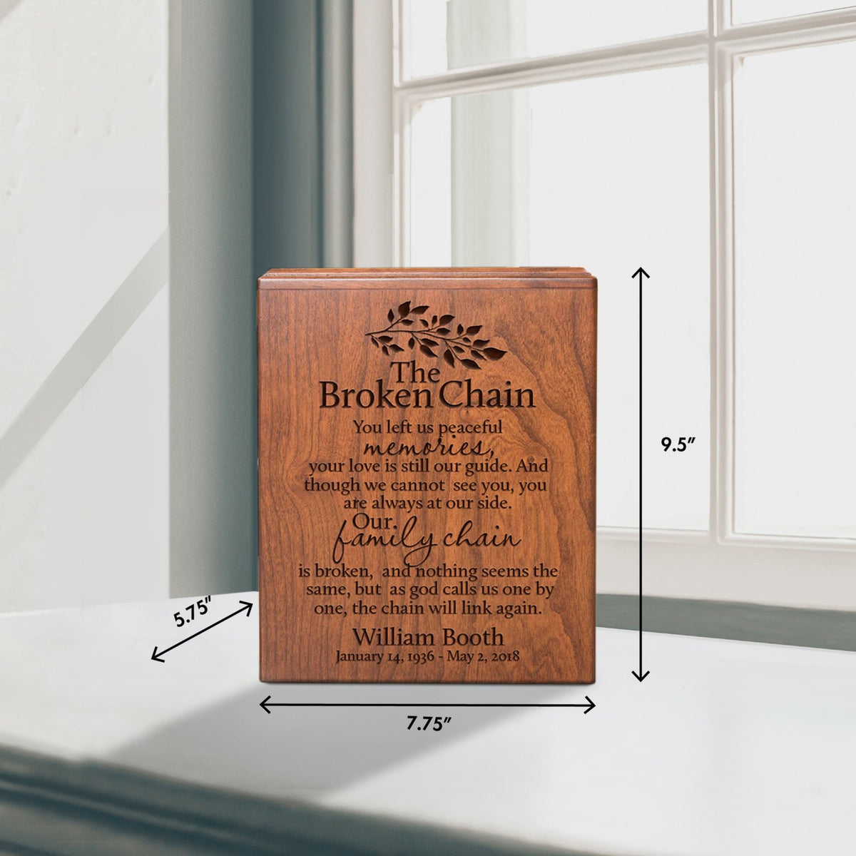 Elegant Memorial Urn Box with Custom Engraving for Ashes