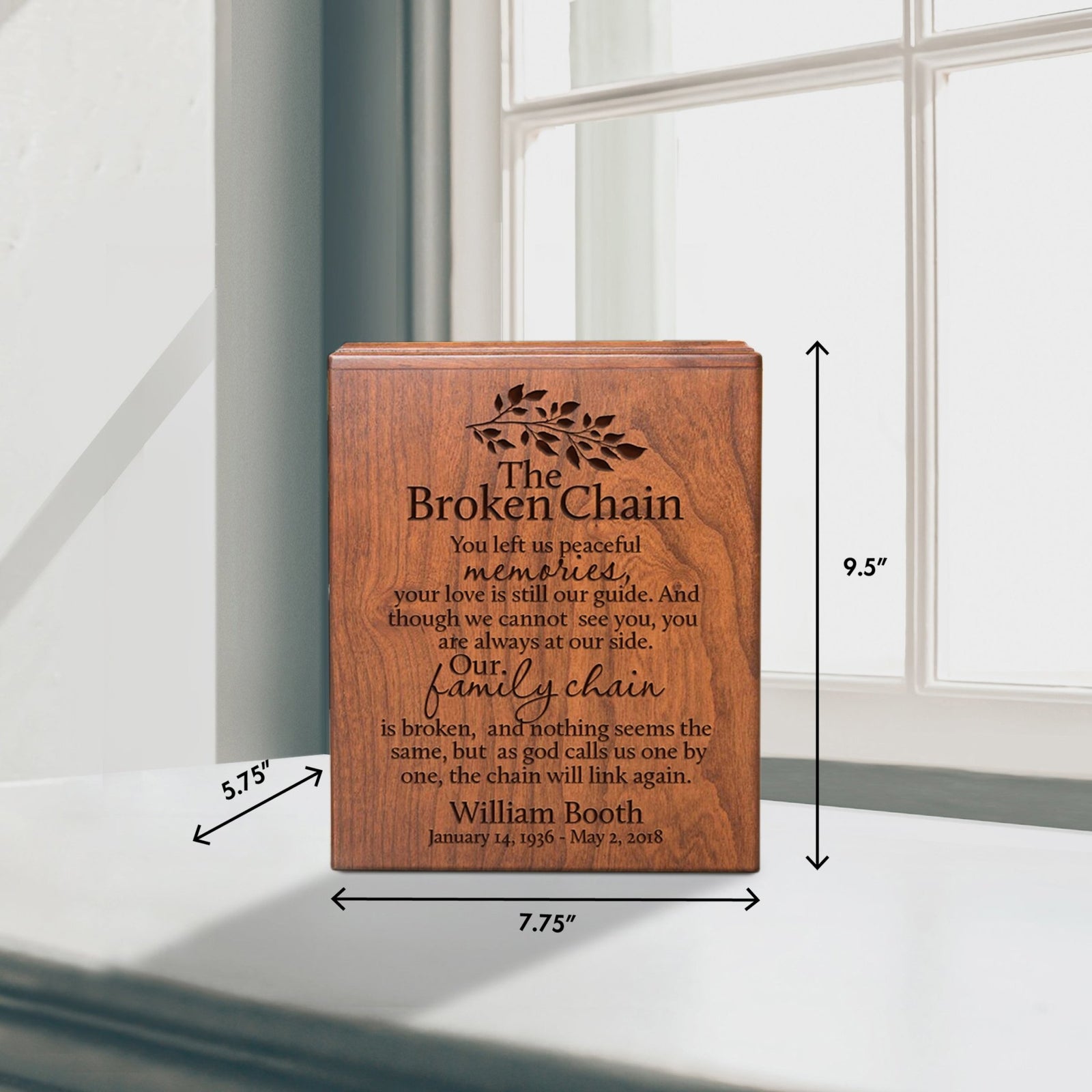Elegant Memorial Urn Box with Custom Engraving for Ashes