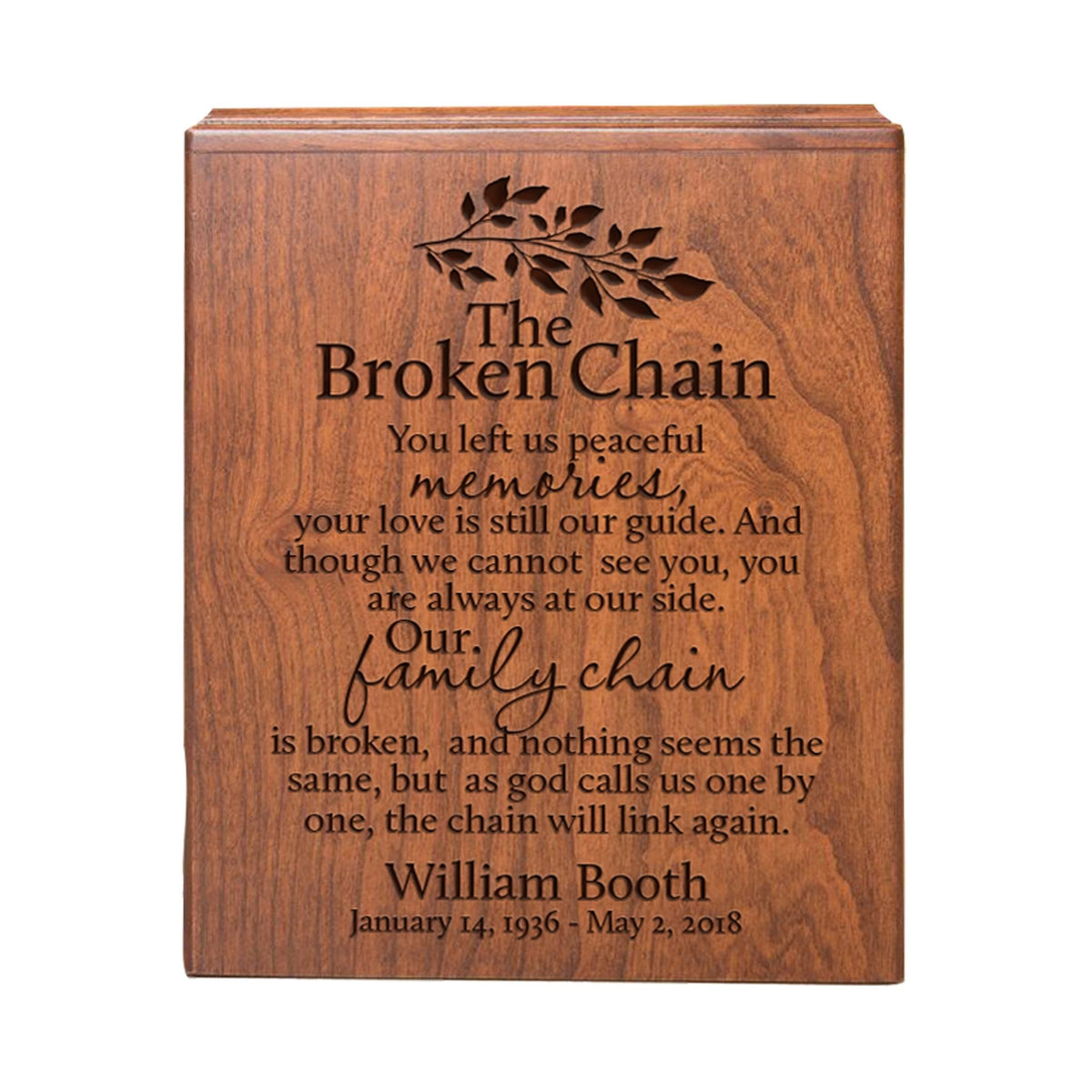 Handcrafted Memorial Urn Box with Custom Engraving for Ashes