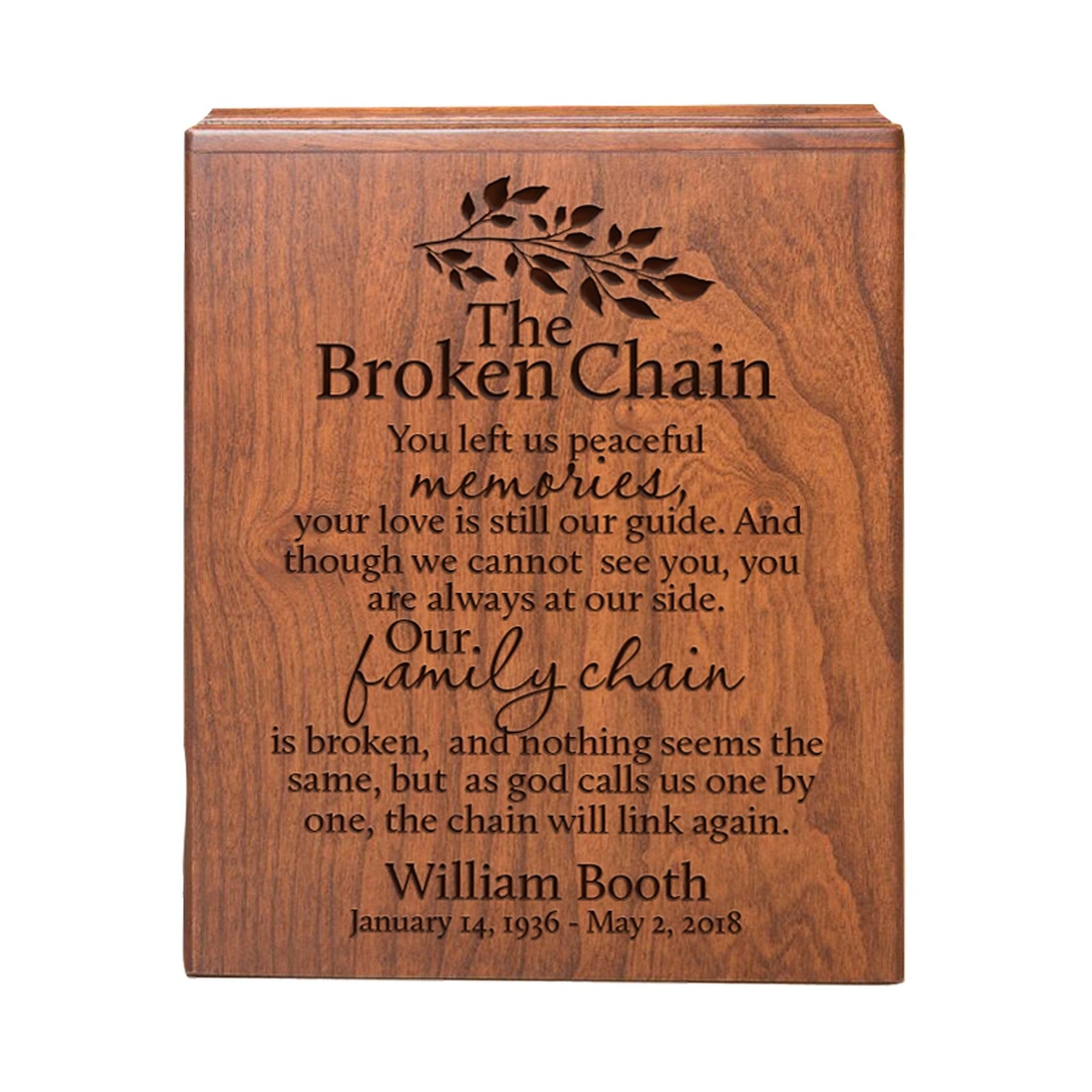 Handcrafted Memorial Urn Box with Custom Engraving for Ashes